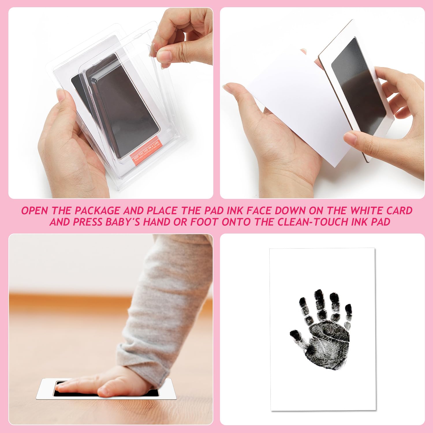 Outus Newborn Handprint Footprint Kit with 4 Ink Pads and 10 Cards