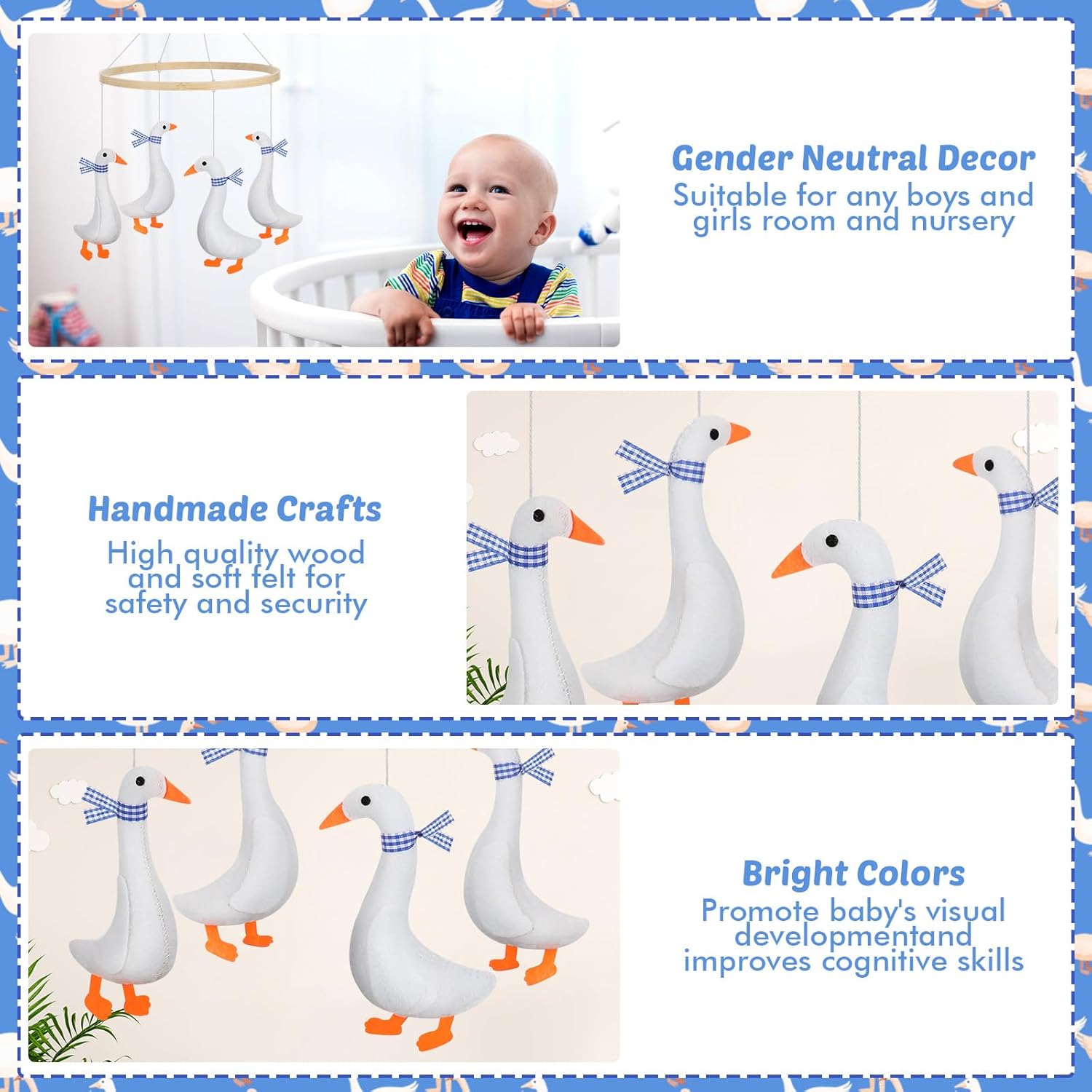 Silipull Goose Crib Mobile for Boys Girls