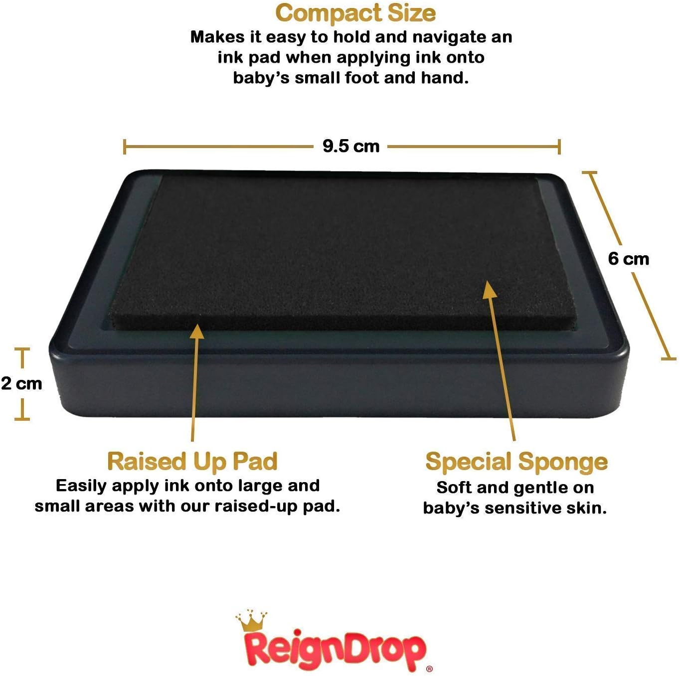 ReignDrop Ink Pad for Baby Footprint and Handprint - Dark Blue