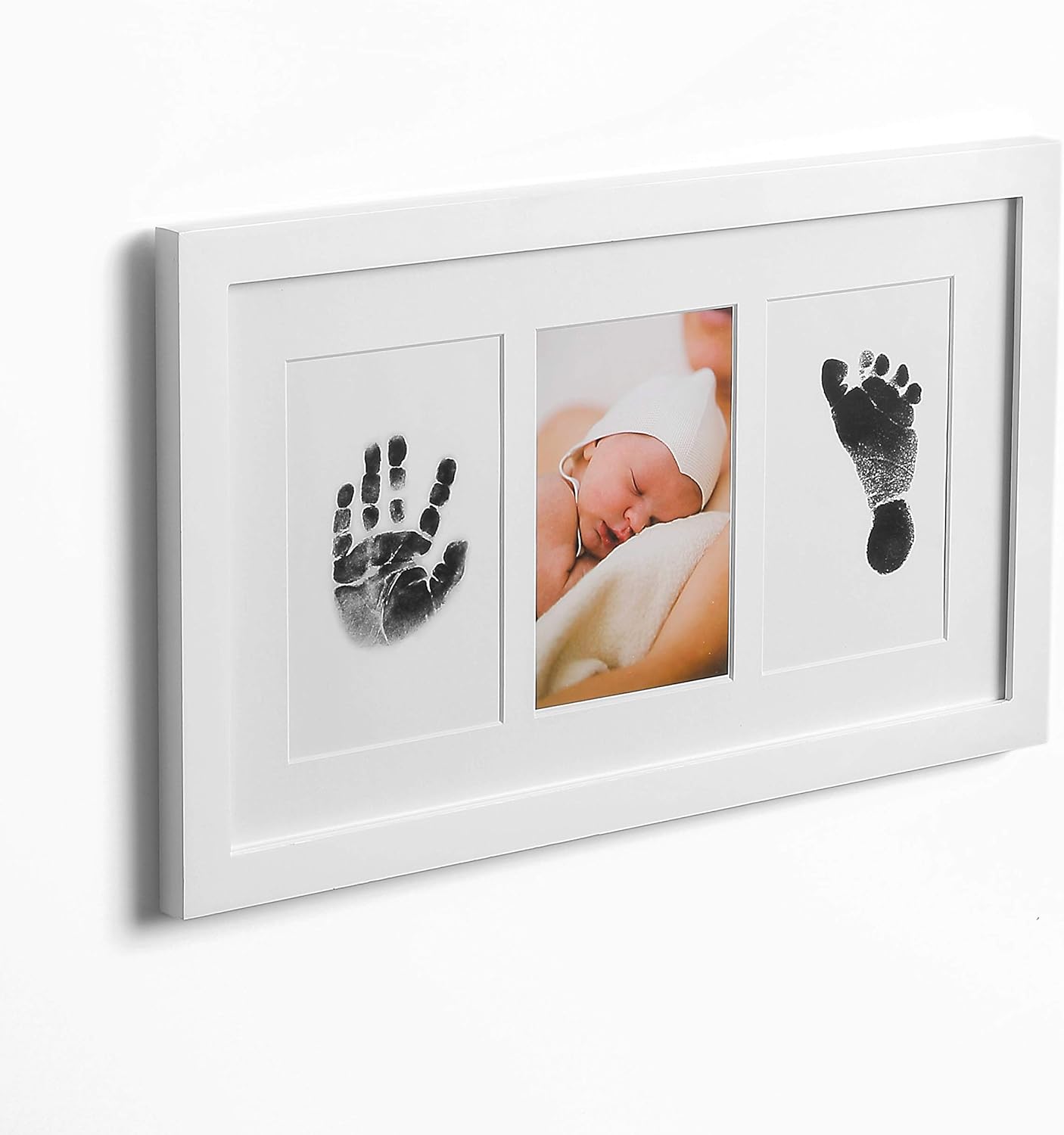 Green Pollywog Baby Handprint Footprint Kit with White Frame