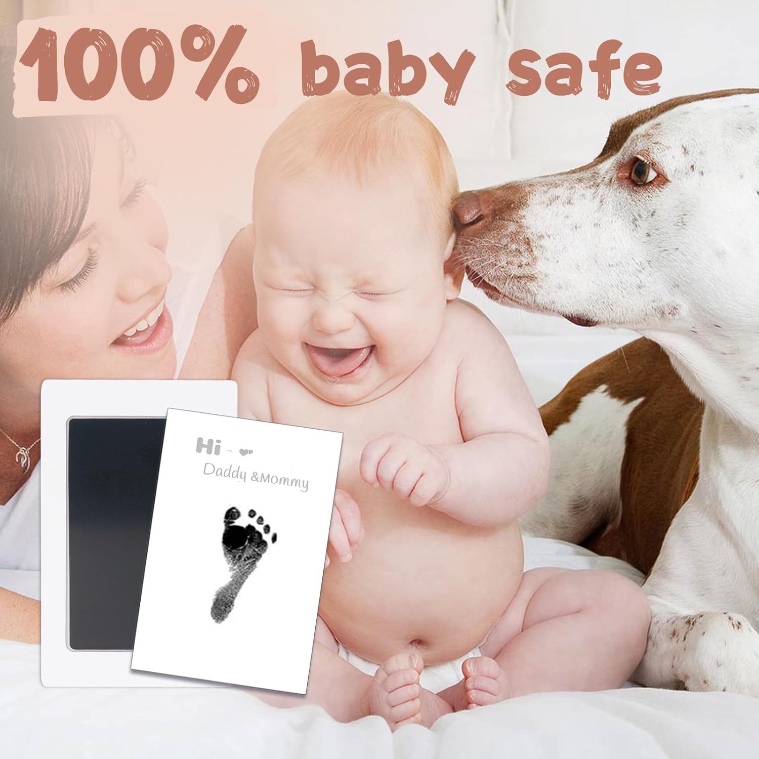 Inkless Baby Hand Footprint Kit with 4 Pads and 12 Cards
