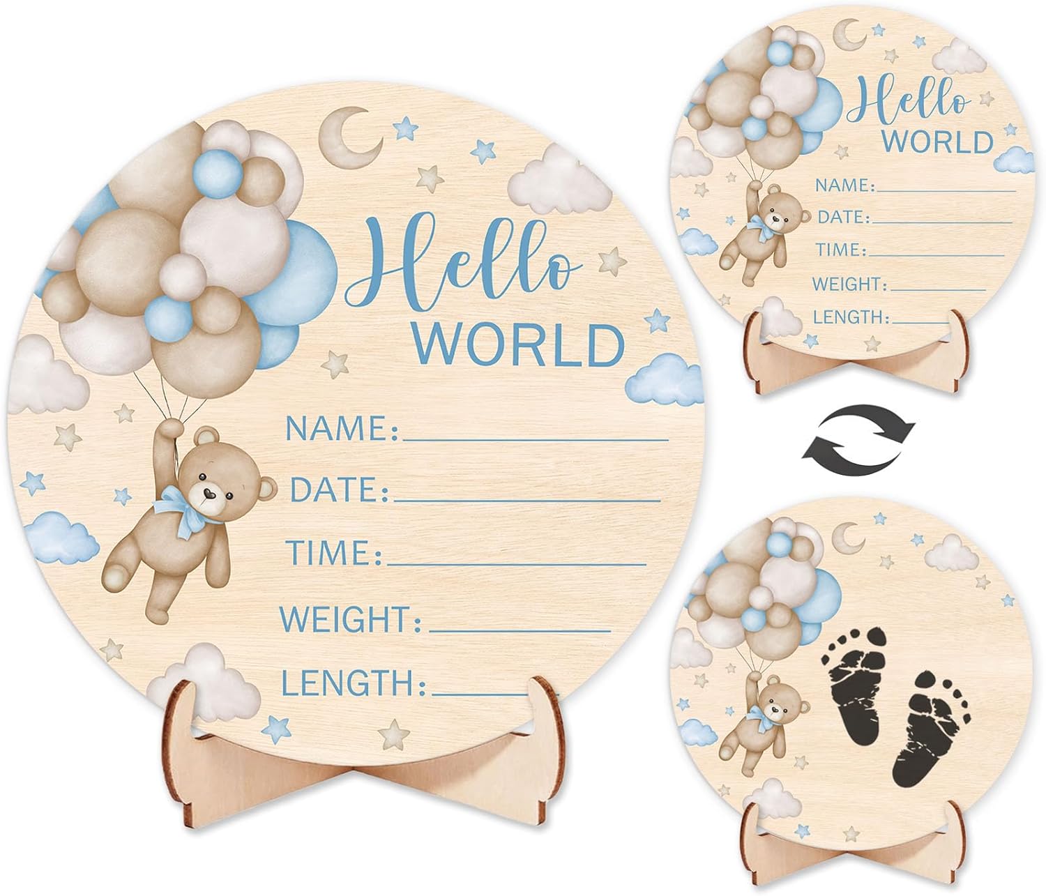 Andrain Double-Sided Wooden Birth Sign