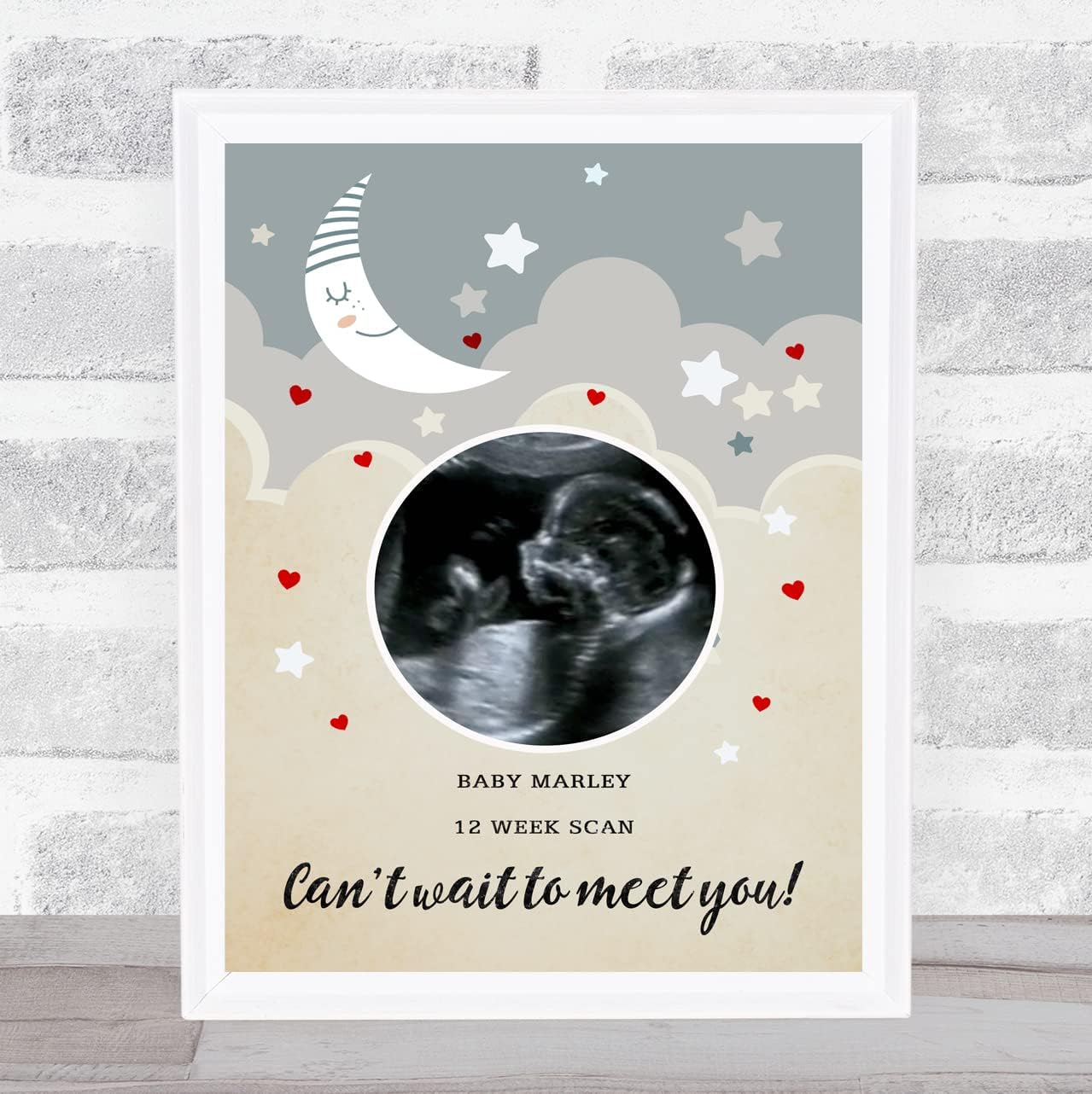 Heart Moon Pregnancy Baby Scan Picture Print Gift