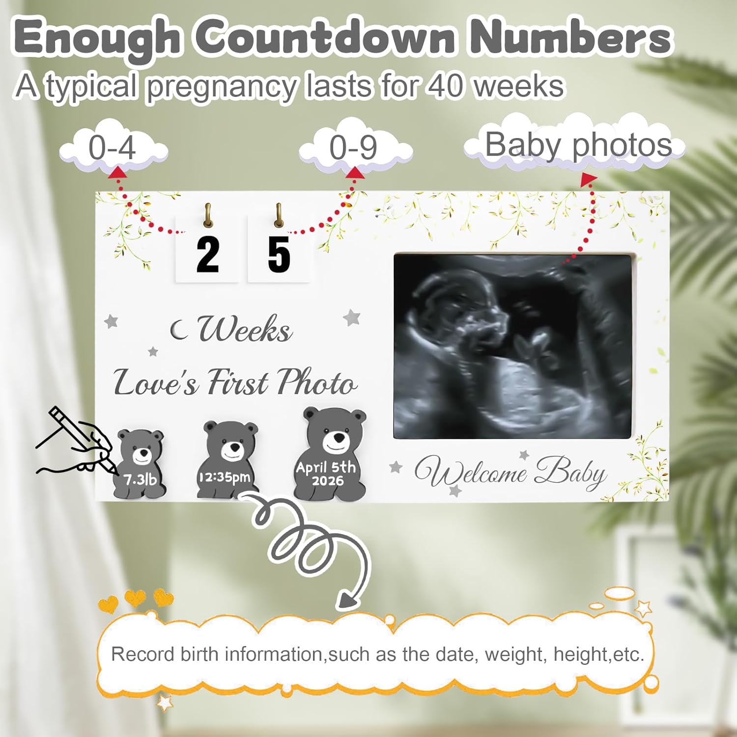 YinEpand Ultrasound Frame with Countdown and Plant Prints