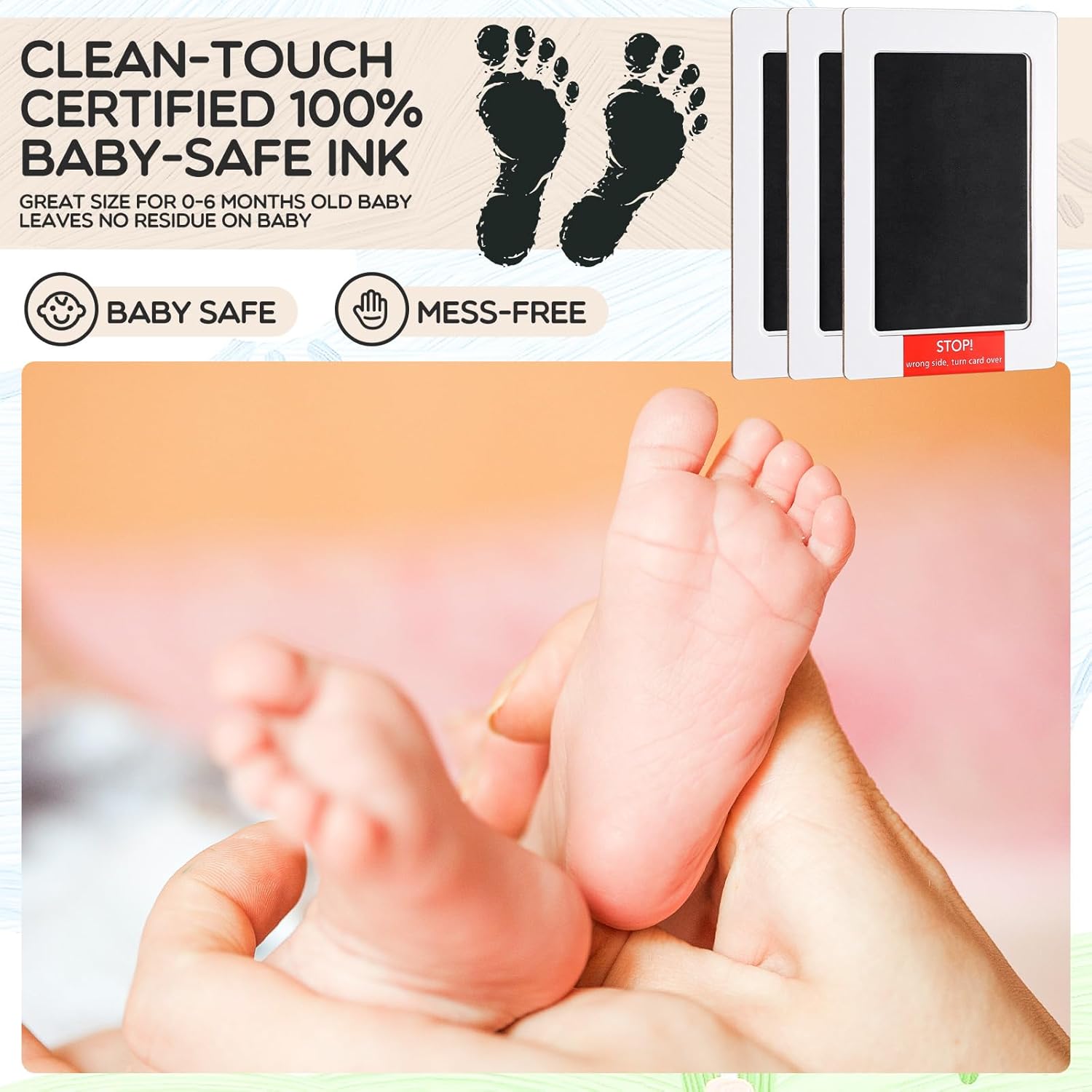 Jetec 15 Inkless Baby Footprint and Handprint Kit Black