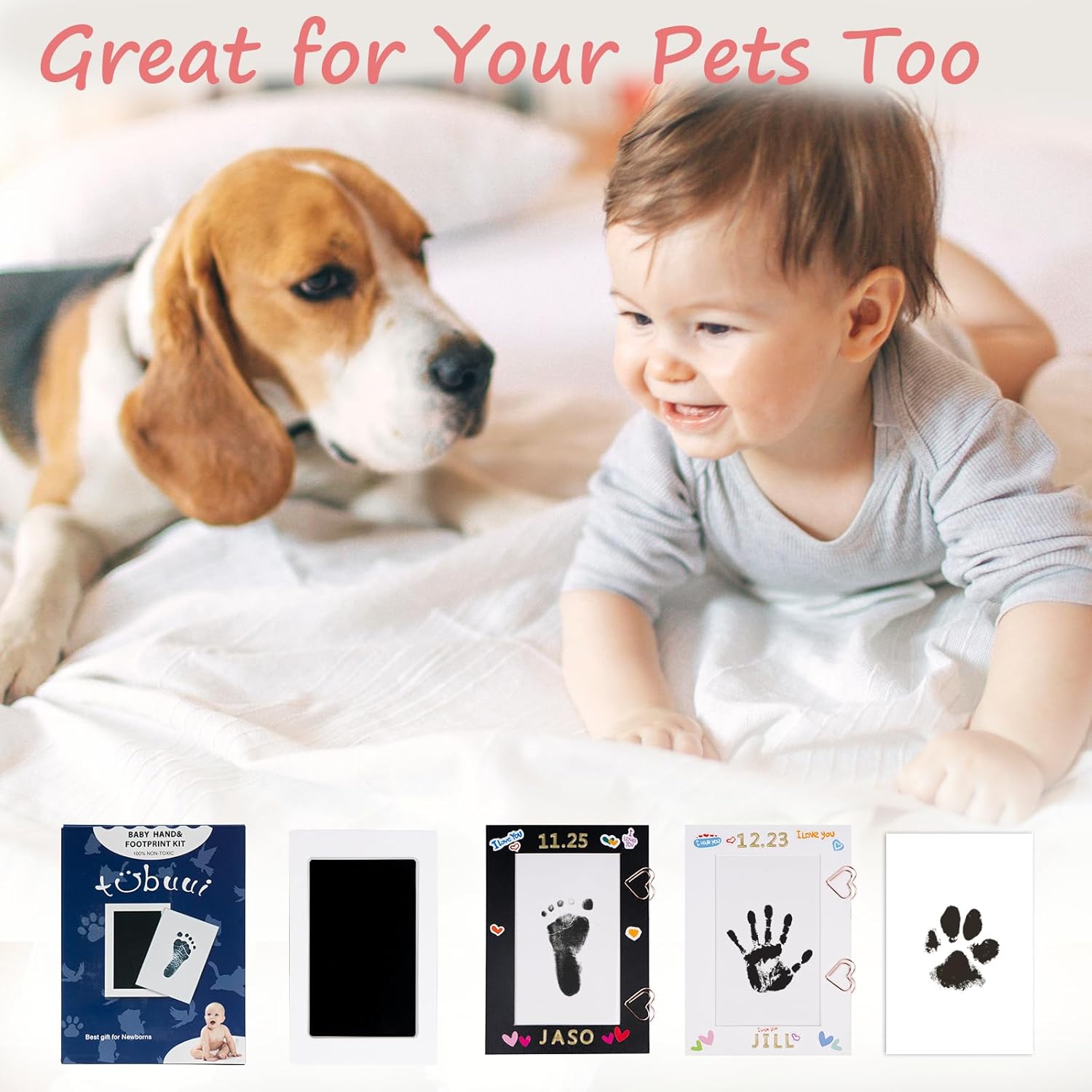 Tubuui Inkless Baby Hand Footprint Kit for Keepsakes