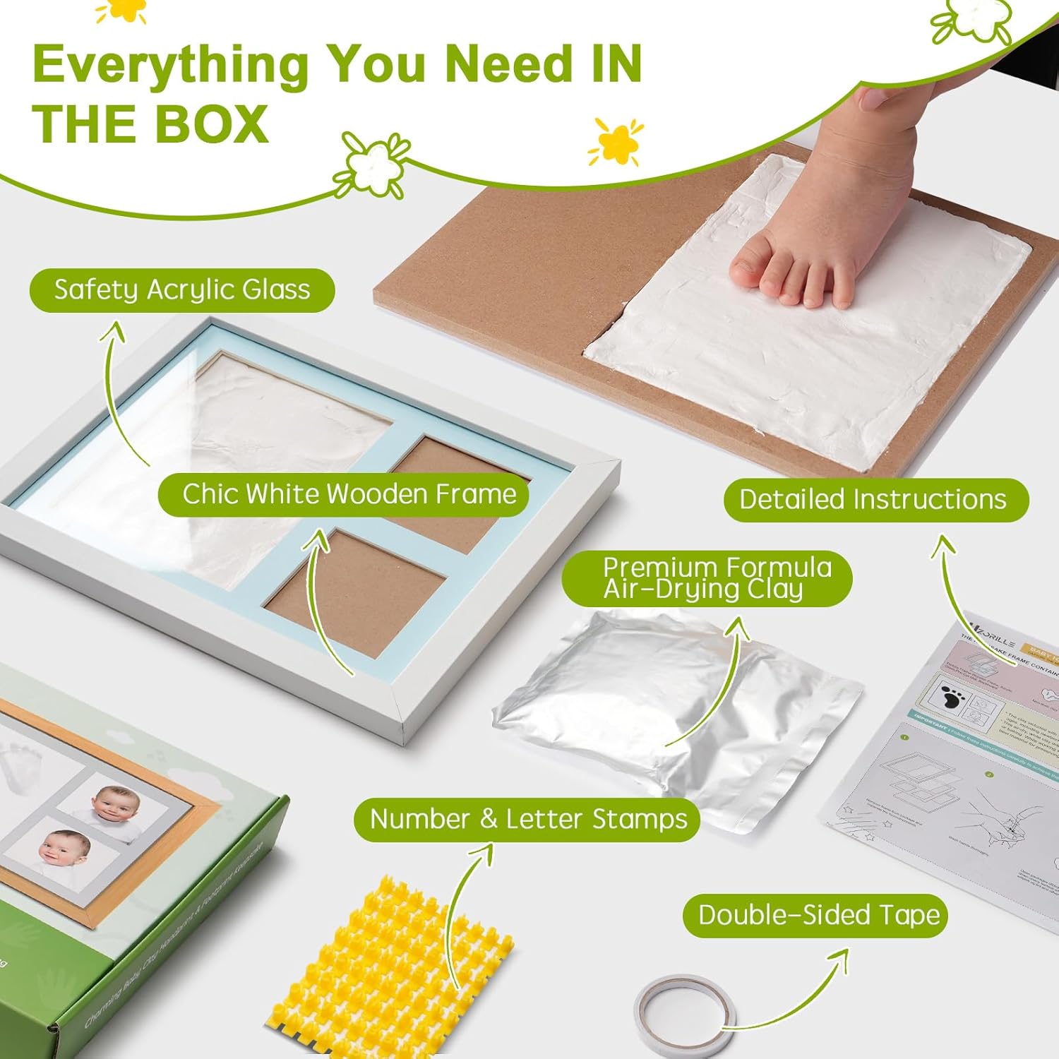 Baby Hand Footprint Kit with Frame - Newborn Keepsake