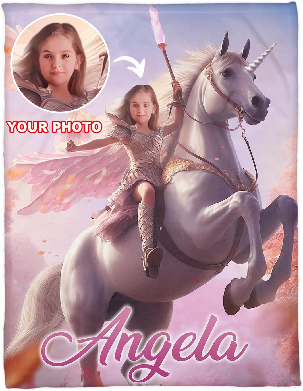 Zocoshi Personalized Princess Blanket with Custom Photo and Monogram 1