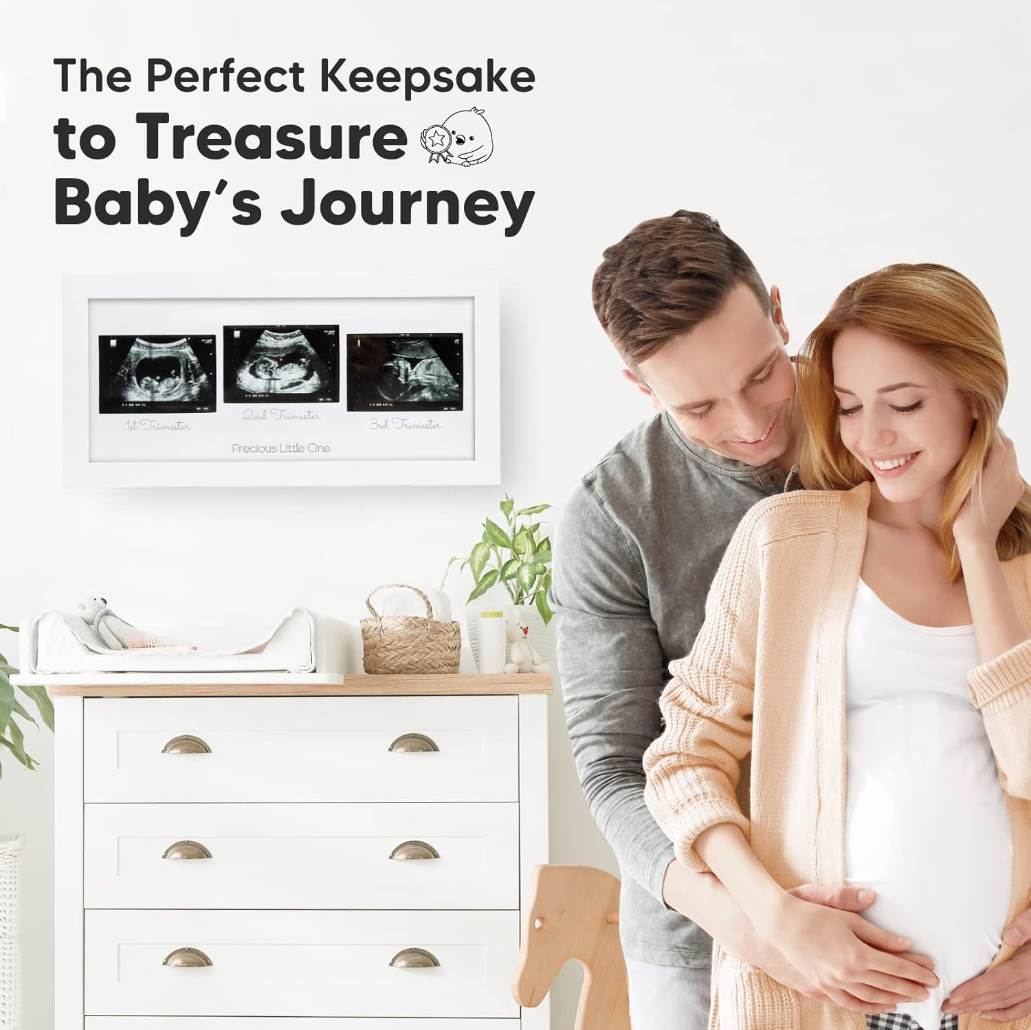 KeaBabies Trio Sonogram Photo Frames - Alpine White