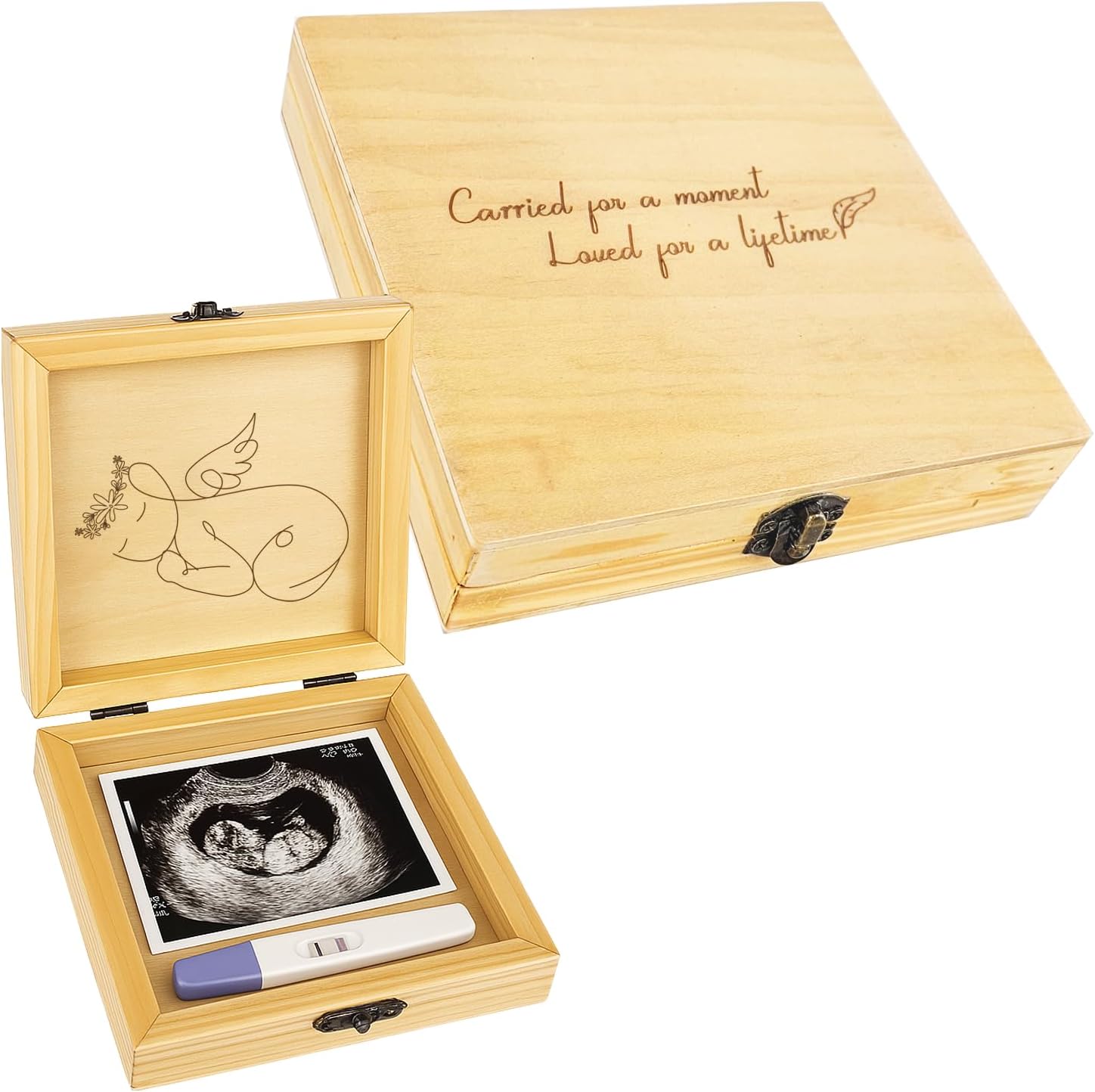 BeeGreeny Miscarriage Memory Box - Wooden Keepsake for Baby Loss