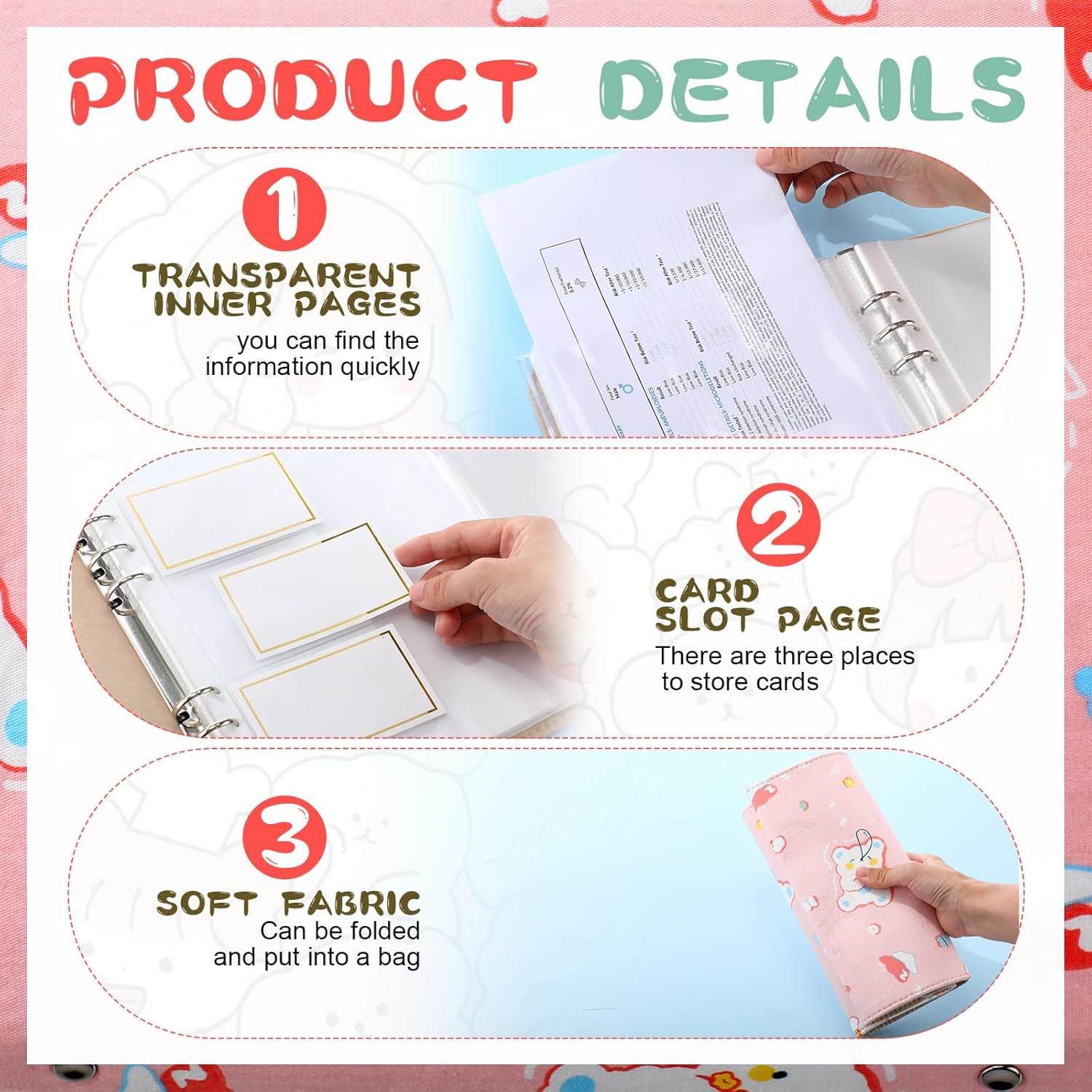 Marspark Pink Bear Baby Document Organizer