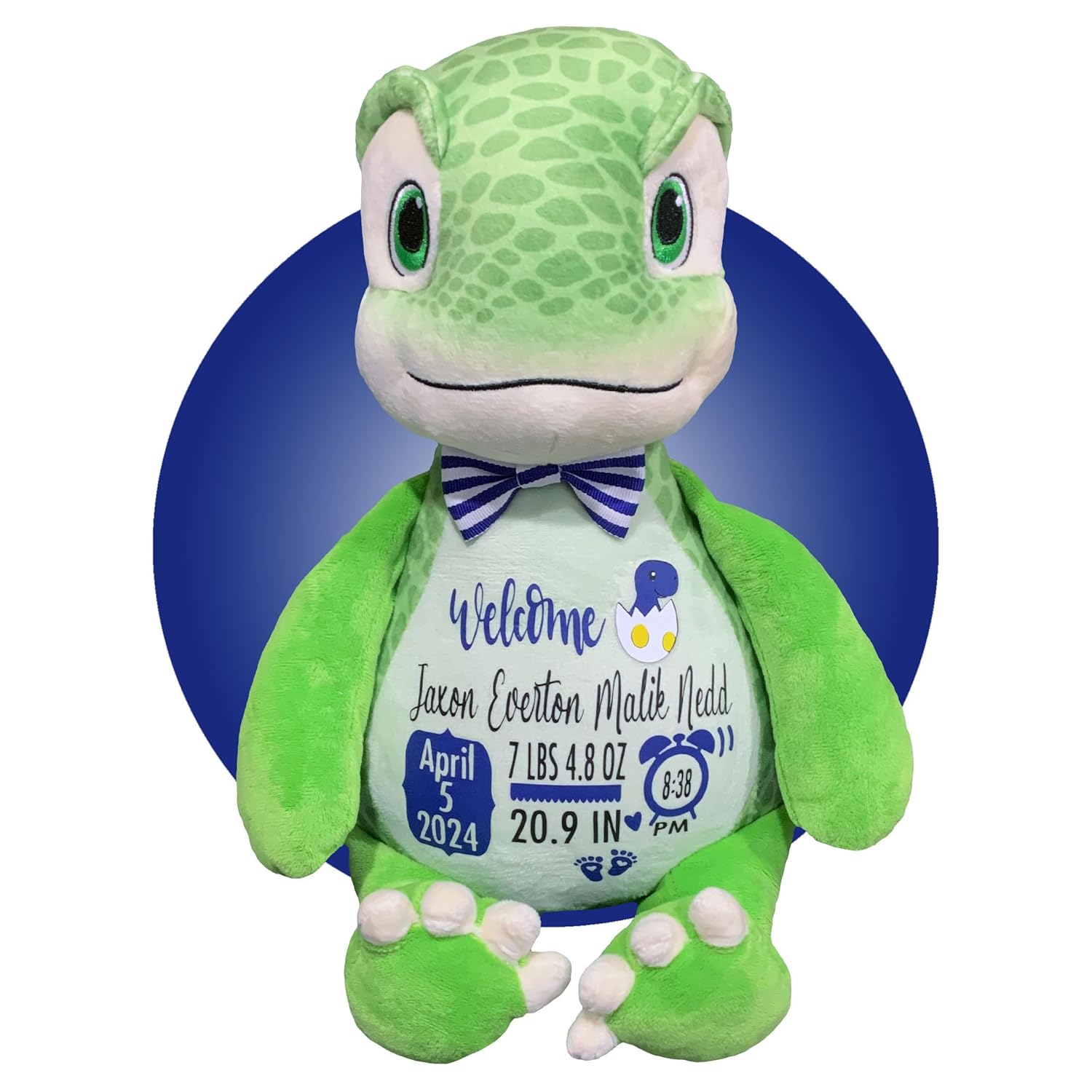 Baby Birth Stats Plush Dinosaur - Personalized Keepsake with Free Gift Wrapping