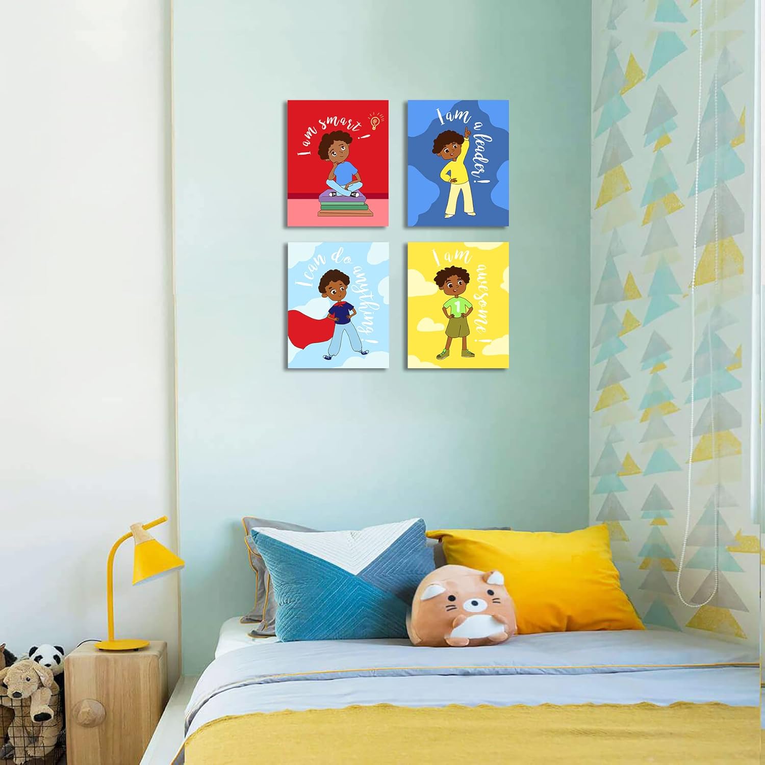 FRAMED Black Boys Canvas Wall Art 8x10x4PCS