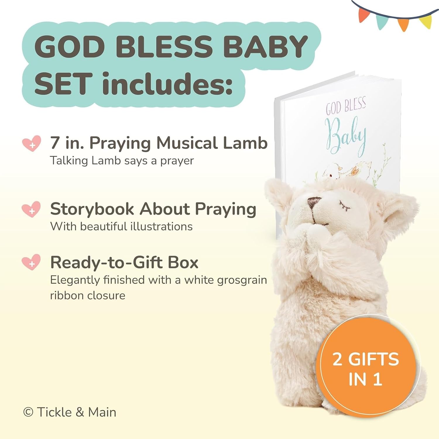 Tickle Main Baby Praying Musical Lamb Book Gift Set 1