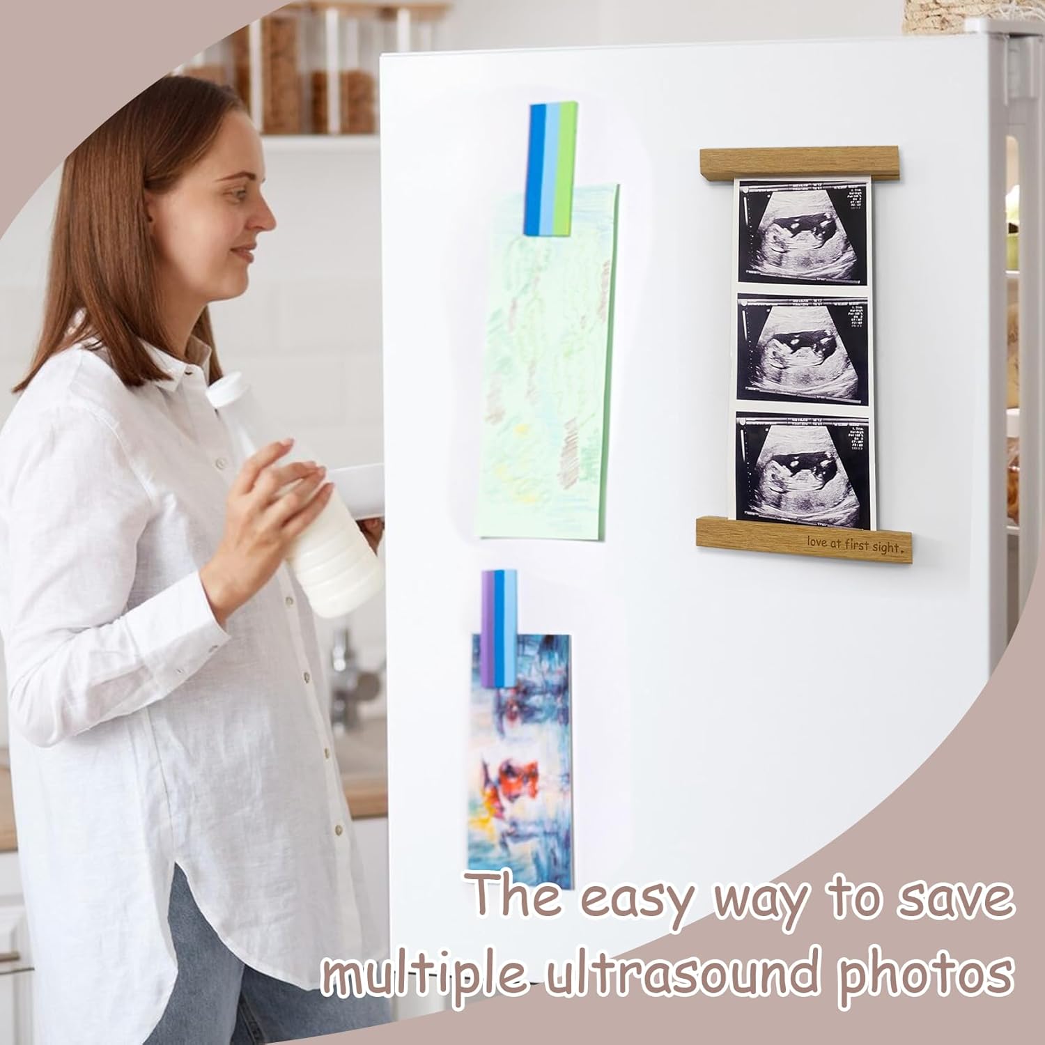 Zyeco Magnetic Ultrasound Photo Frame Wooden Keepsake Display