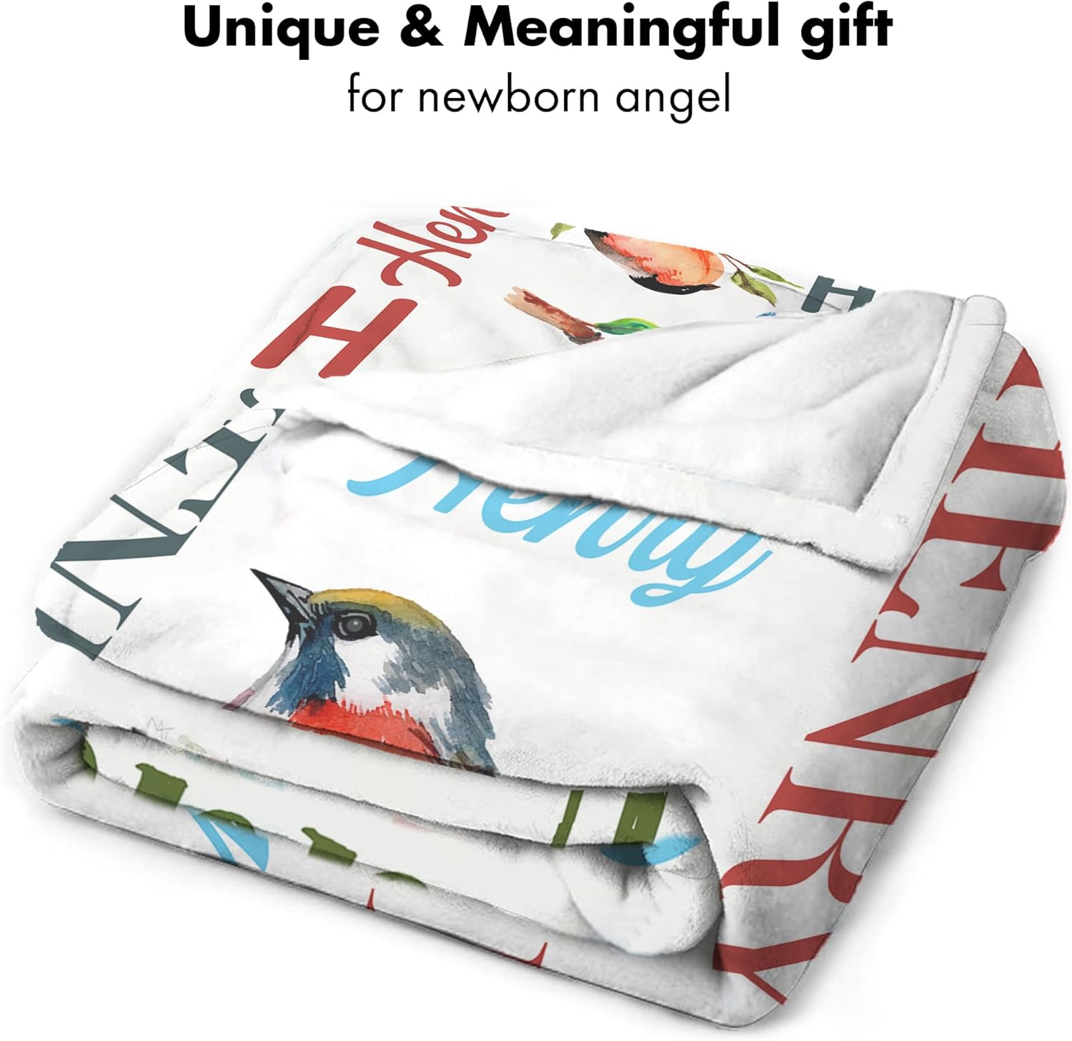 VibeCustom Personalized Bird Baby Blanket with Name