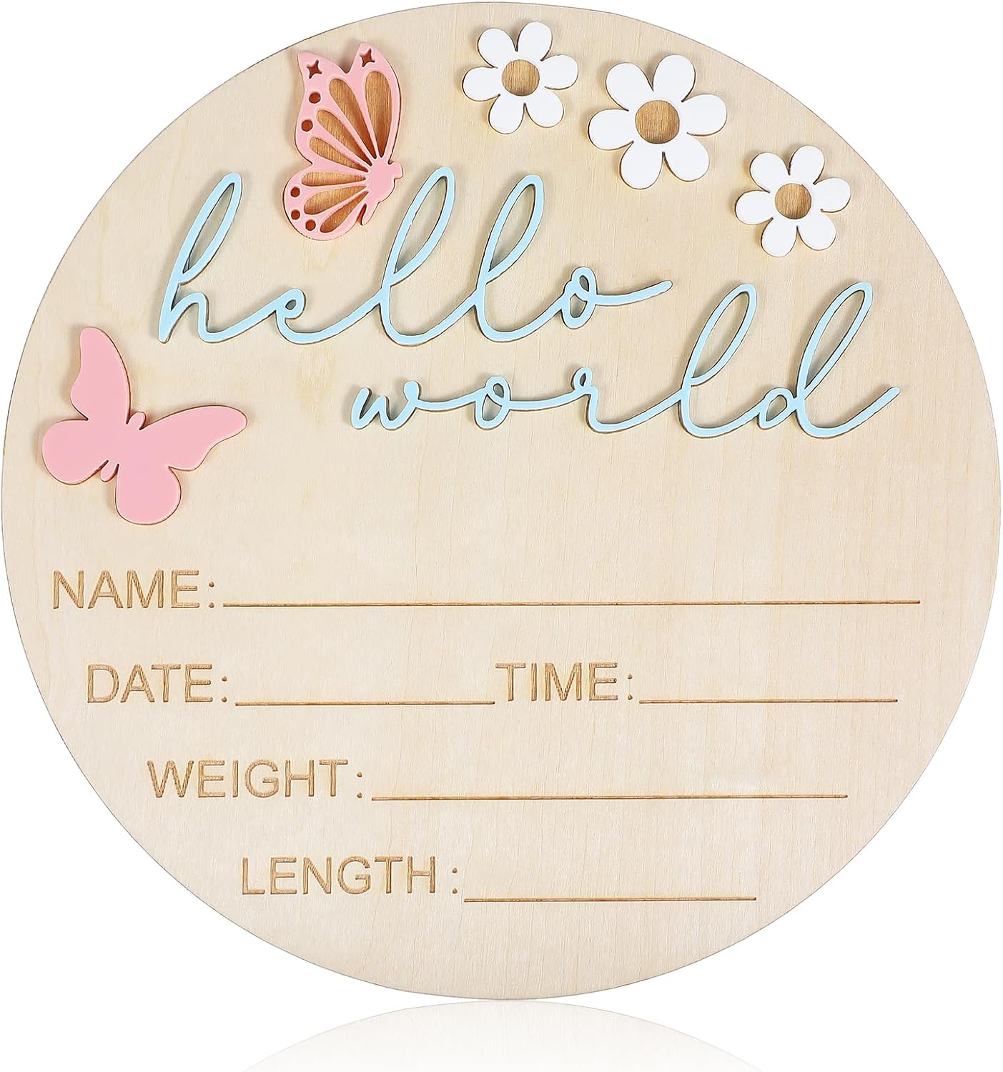 Hello World Newborn Sign 59 Inch Wooden Wall Plaque
