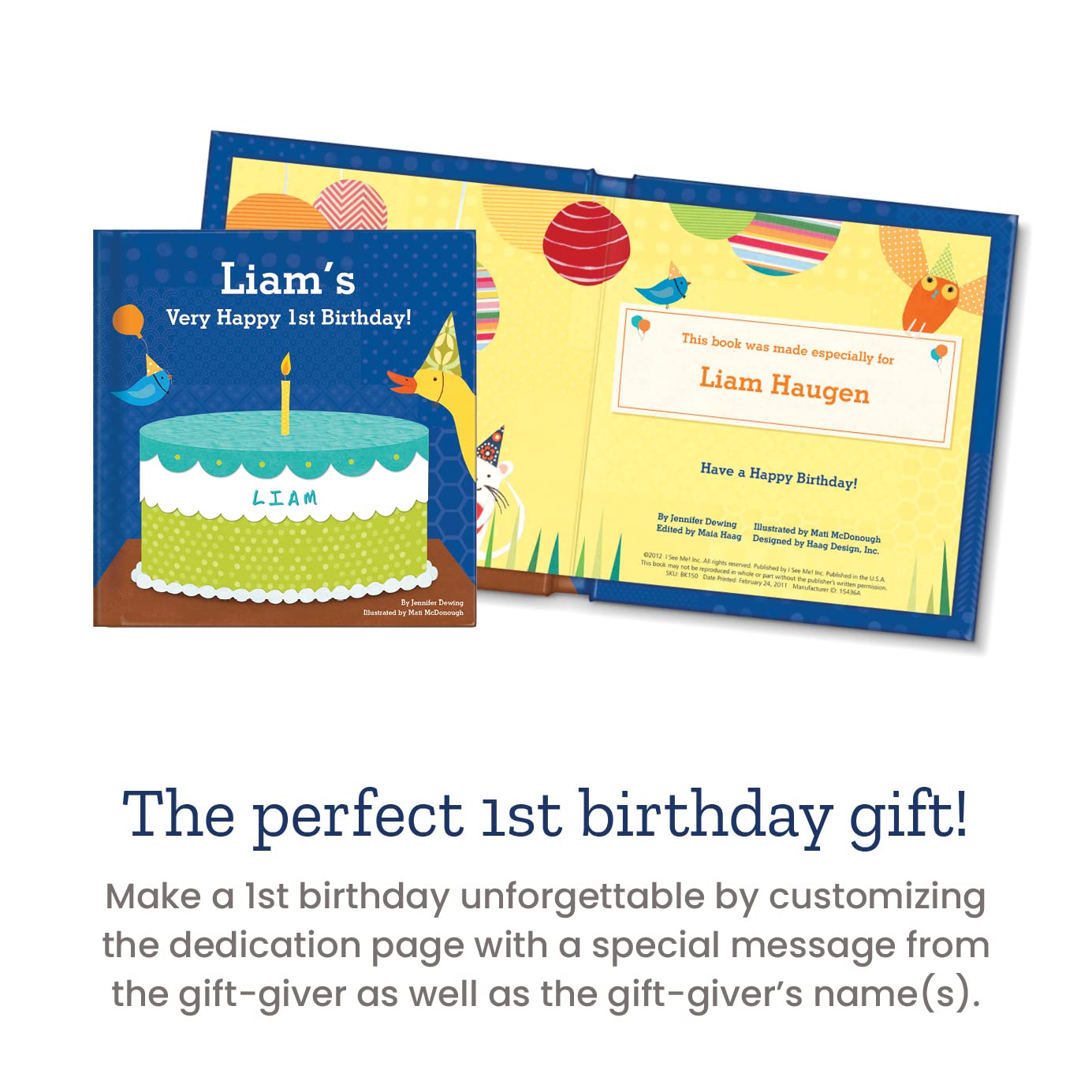 Babys First Birthday Personalized Book - Boys Blue Version