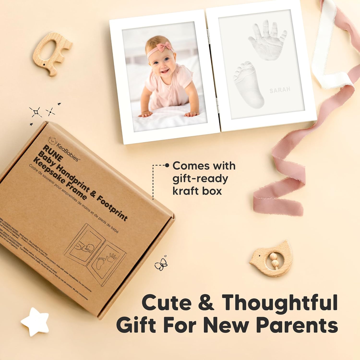 KeaBabies Personalized Hand Footprint Kit - Quick Dry Clay
