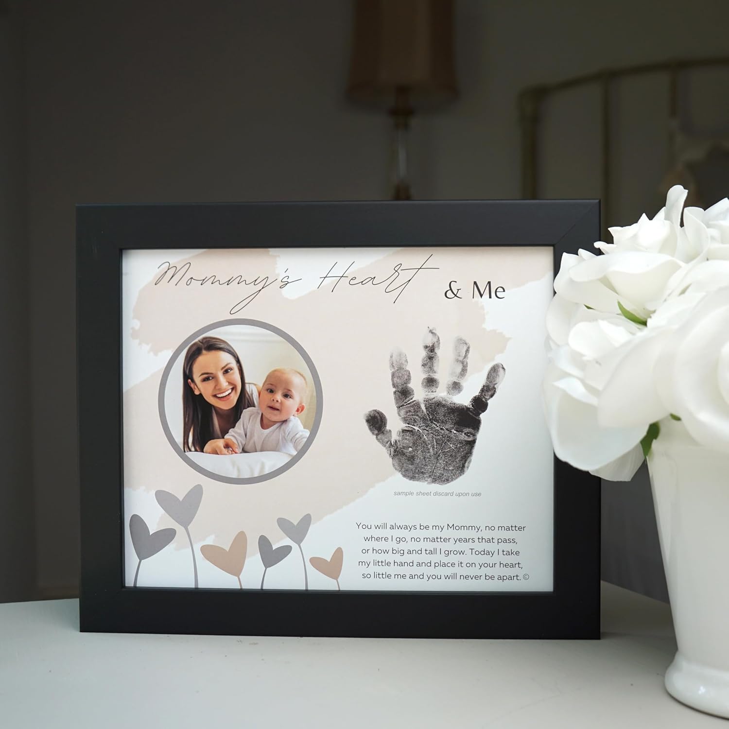 Mommy Heart Handprint Frame with Poetry - Made in USA