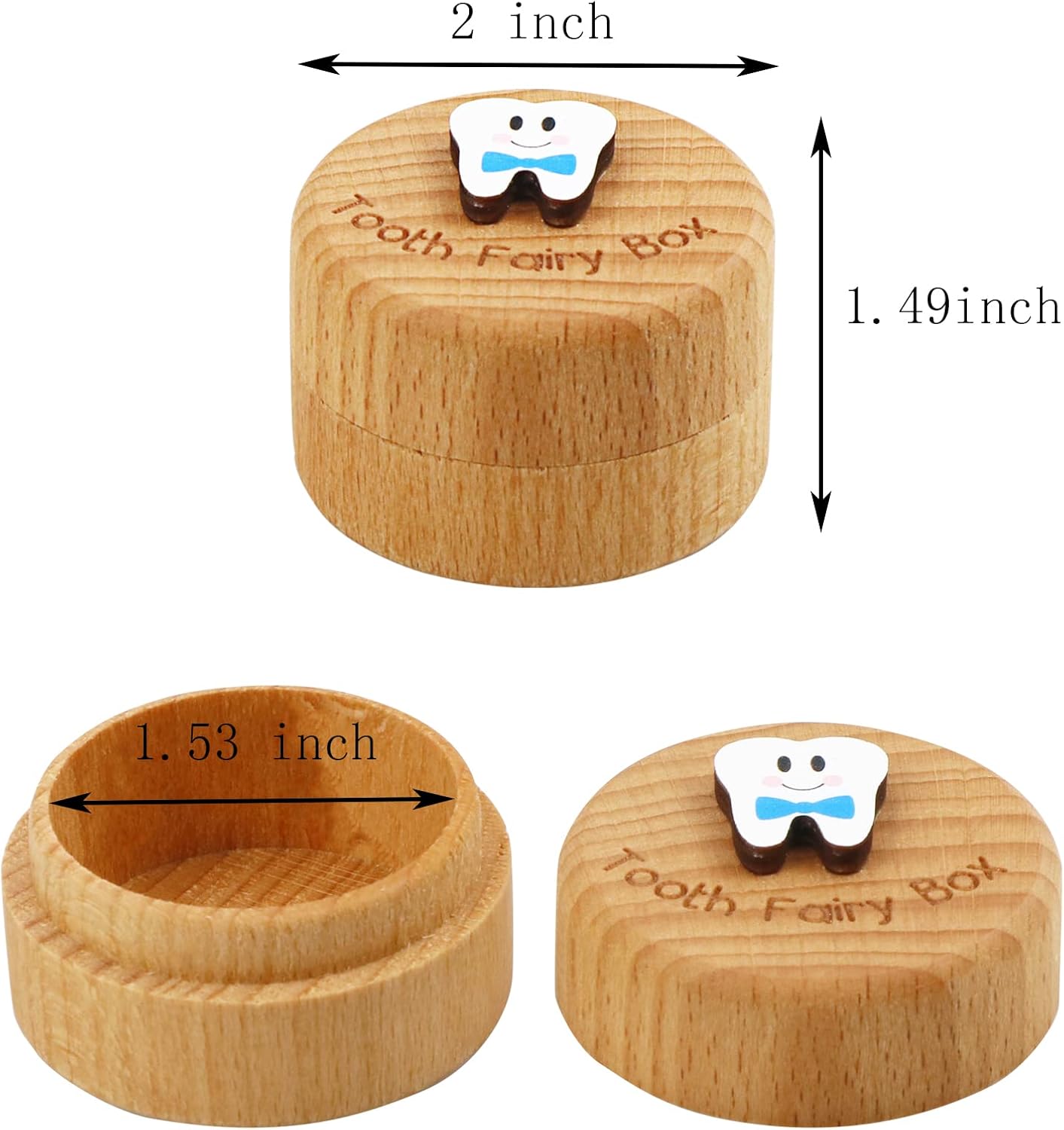 Tooth Fairy Box Wooden Cute 3D Tooth Box for Kids Blue