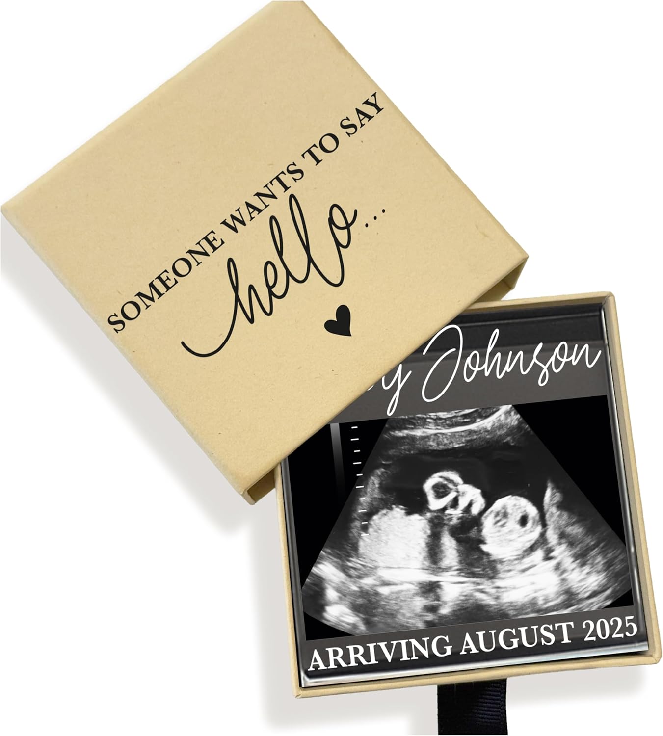 Personalized Pregnancy Keepsake Drawer Box with Ultrasound Frame