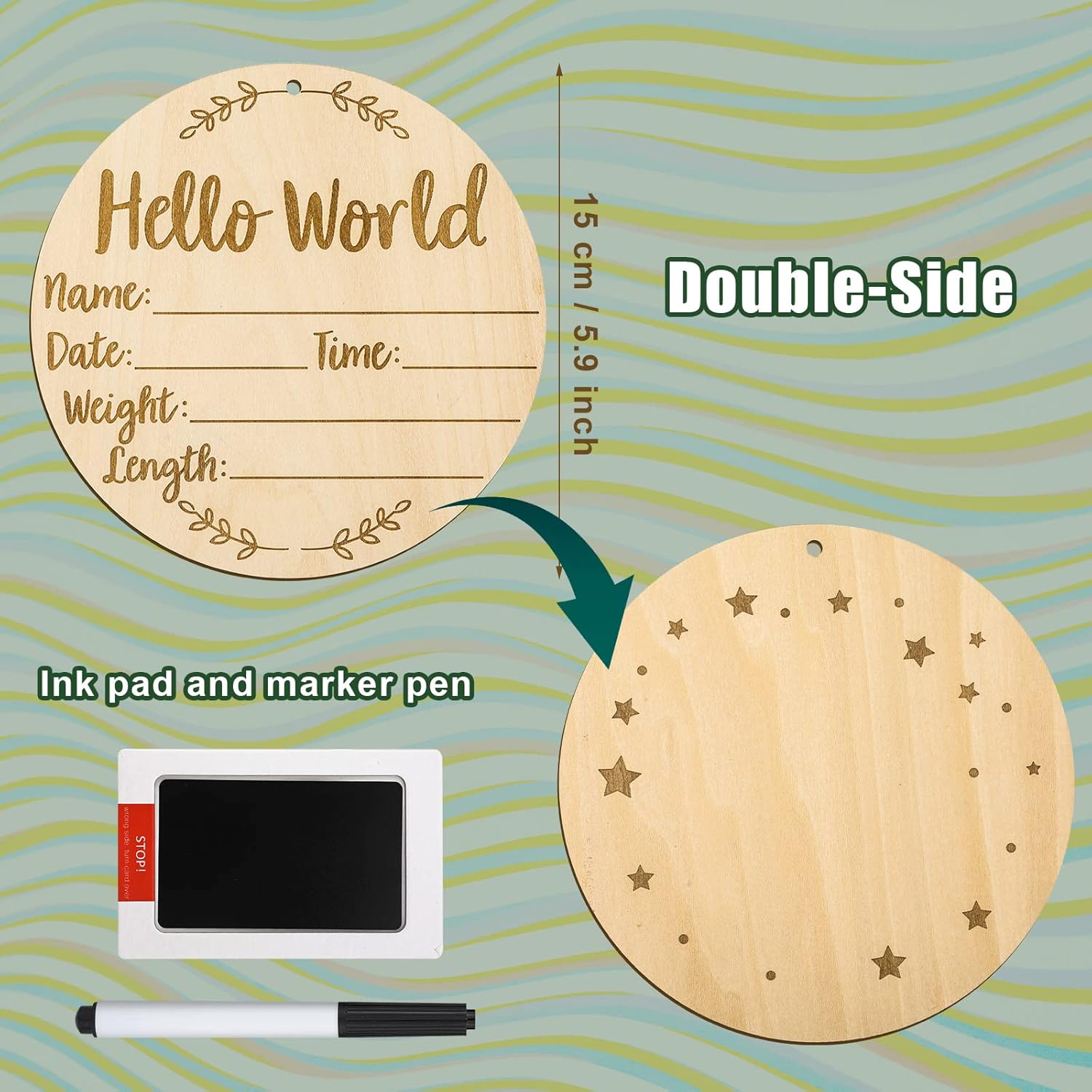LUTER Baby Announcement Sign with Ink Pad and Handprint Space