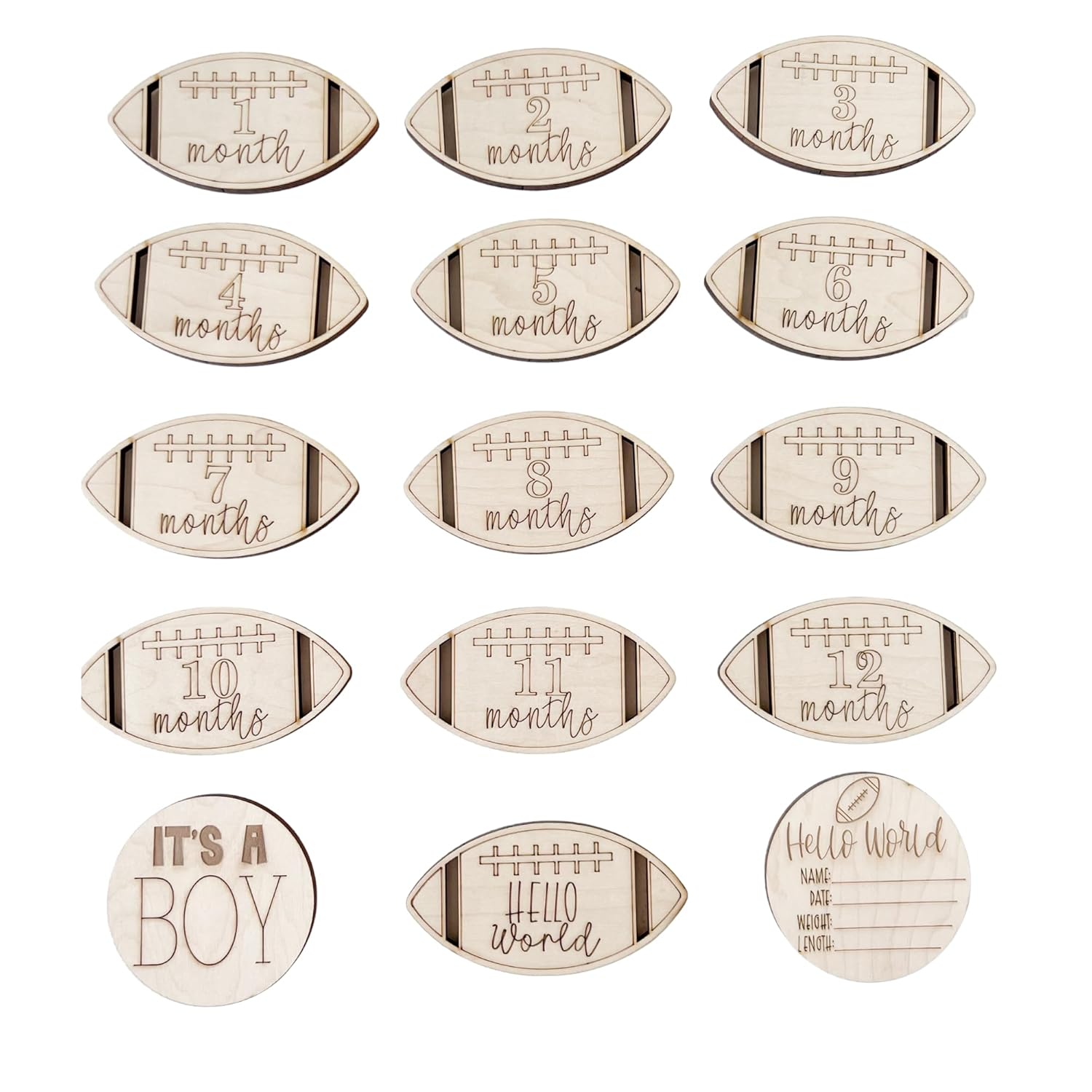Wooden Monthly Milestone Cards 12 Months Set for Baby Growth Photos