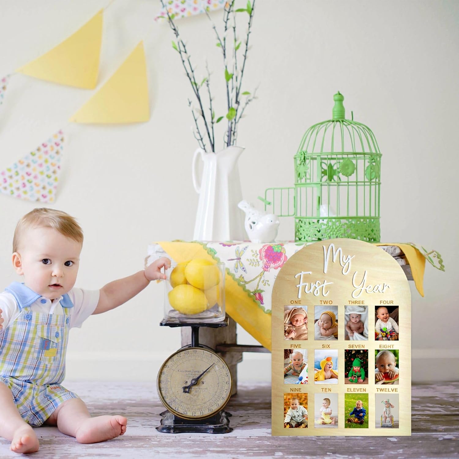 Hongpar One Year Birthday Wooden Photo Board