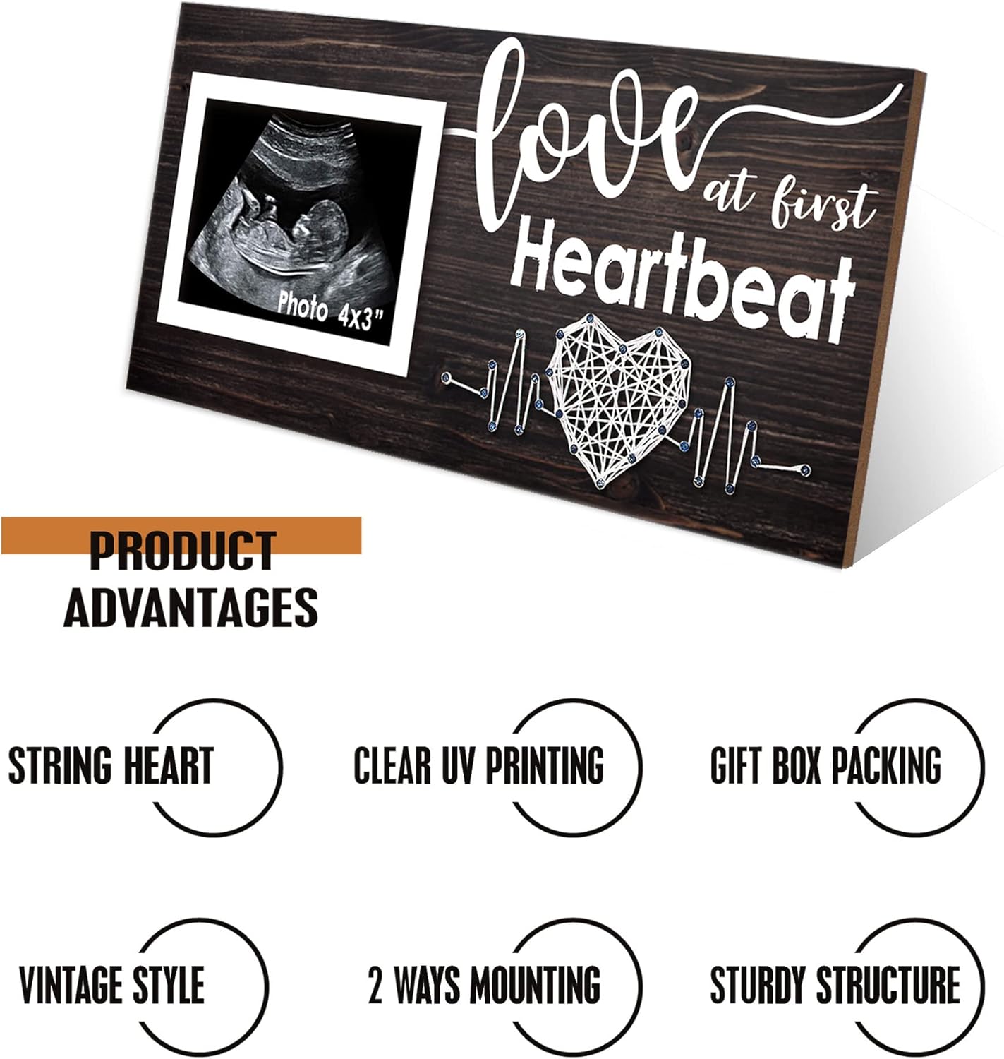 Yudarte Pregnancy Ultrasound Frame - 4x3 Inches Baby Keepsake Decor