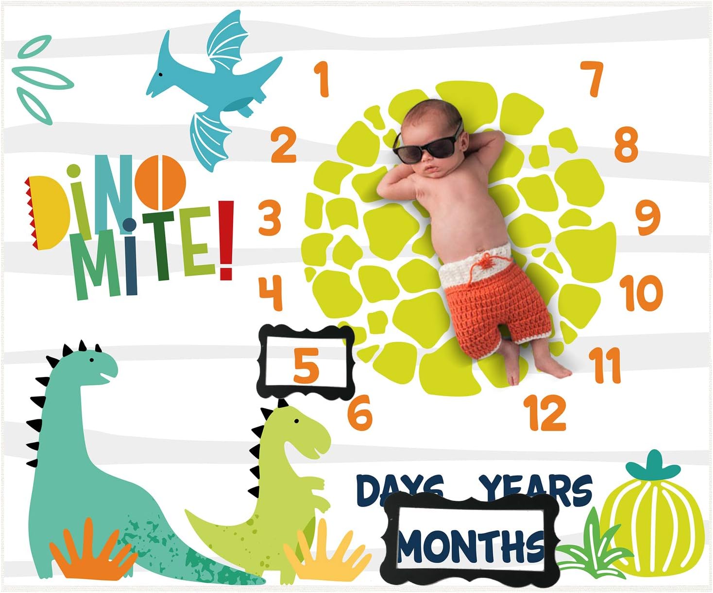 PAMBO Dinosaur Baby Milestone Blanket for Newborn Photos