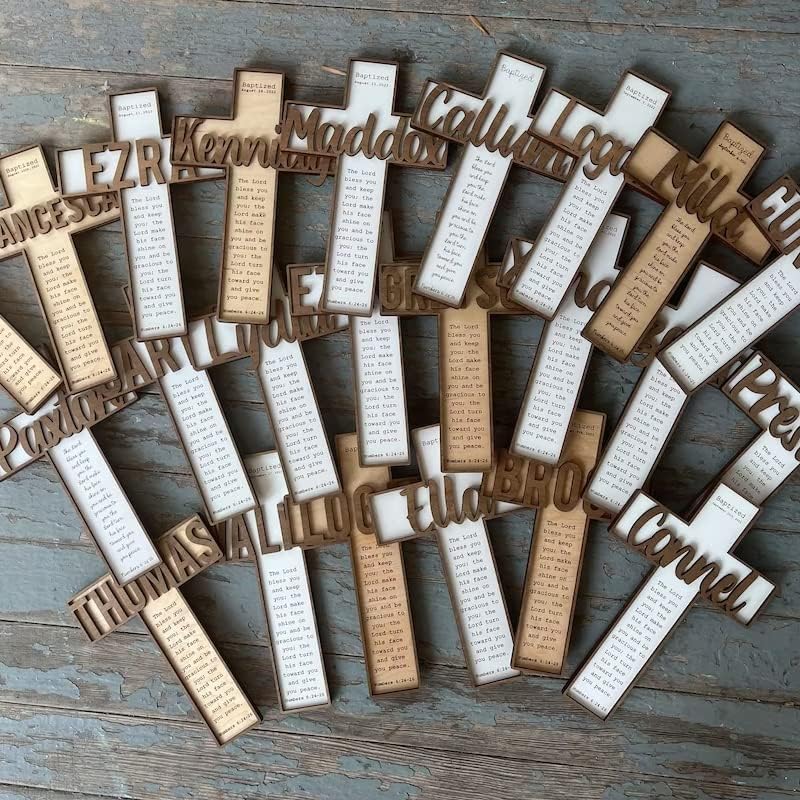 Personalized Baptism Cross Wooden Sign for Kids