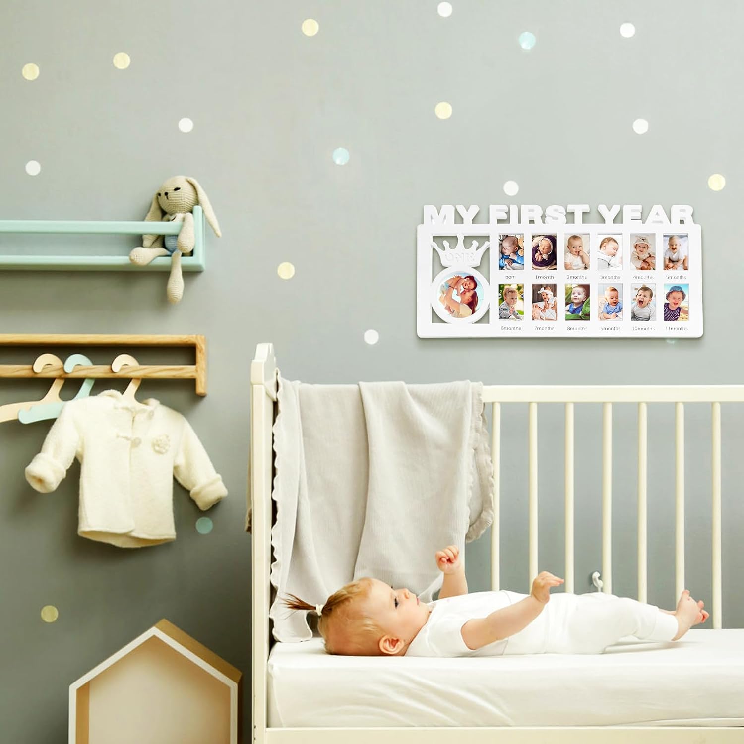 Eorbow Newborn Baby Growth Frame with 13 Photo Inserts