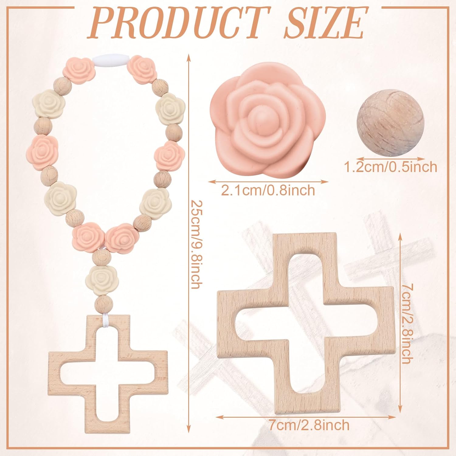 Landical Cross Baptism Silicone Rosary Baby Shower Gift