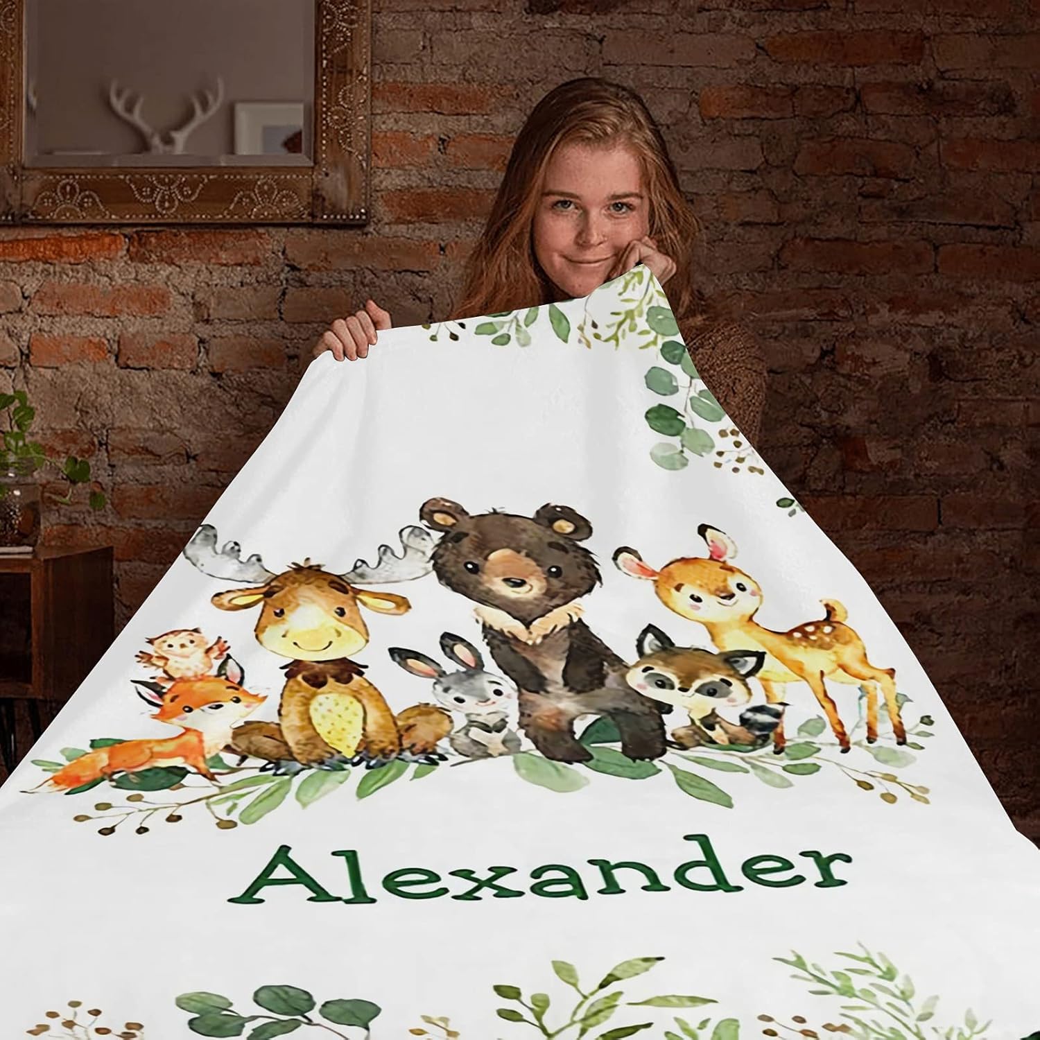 Personalized Baby Blanket with Name and Animals 1