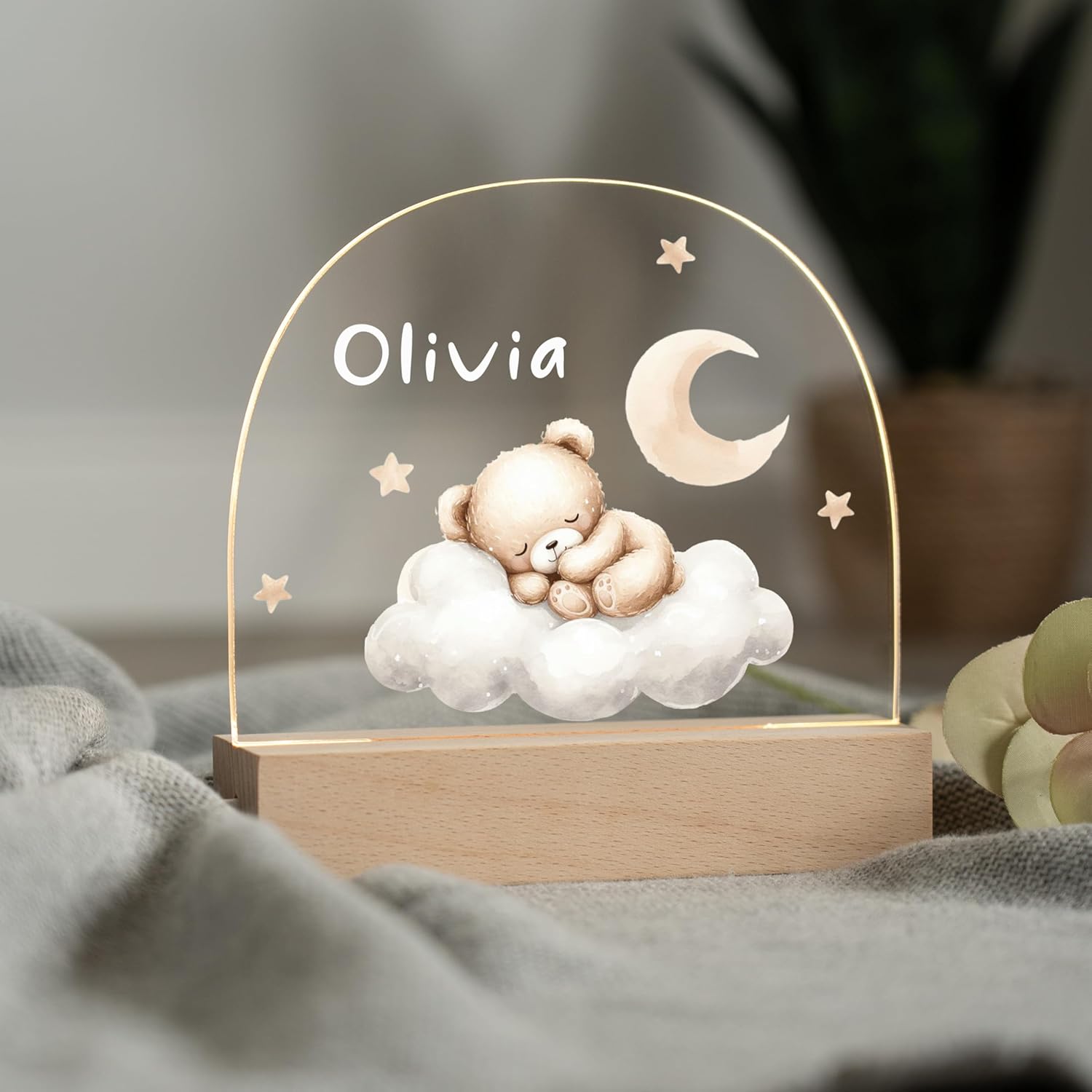 Personalized Baby Bear Night Light with Name 1