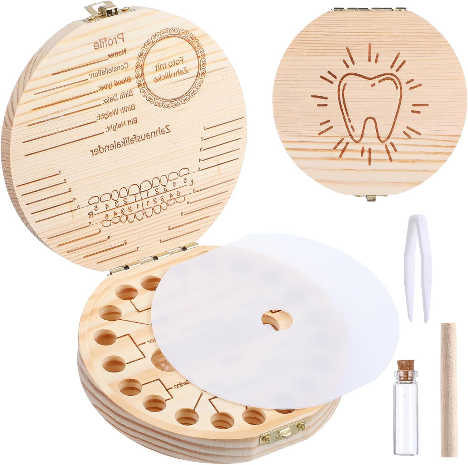 Baby Tooth Fairy Box Wooden Keepsake Organizer