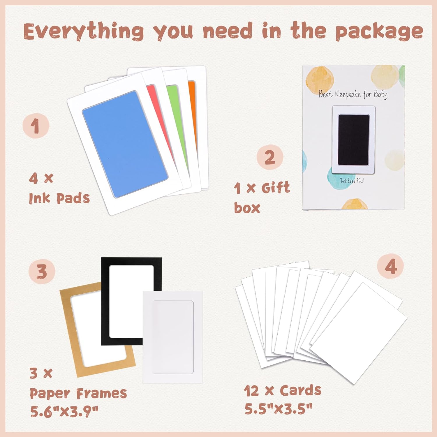 BabyQunt Inkless Hand Footprint Kit 4 Pack