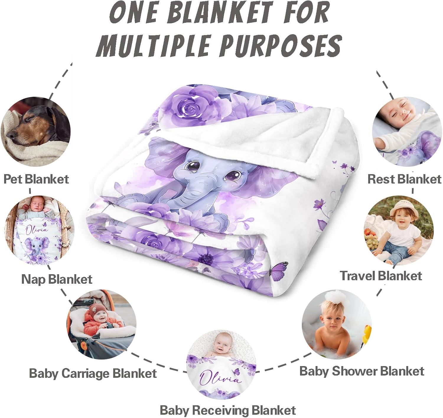 Personalized Baby Blanket with Name for Girls