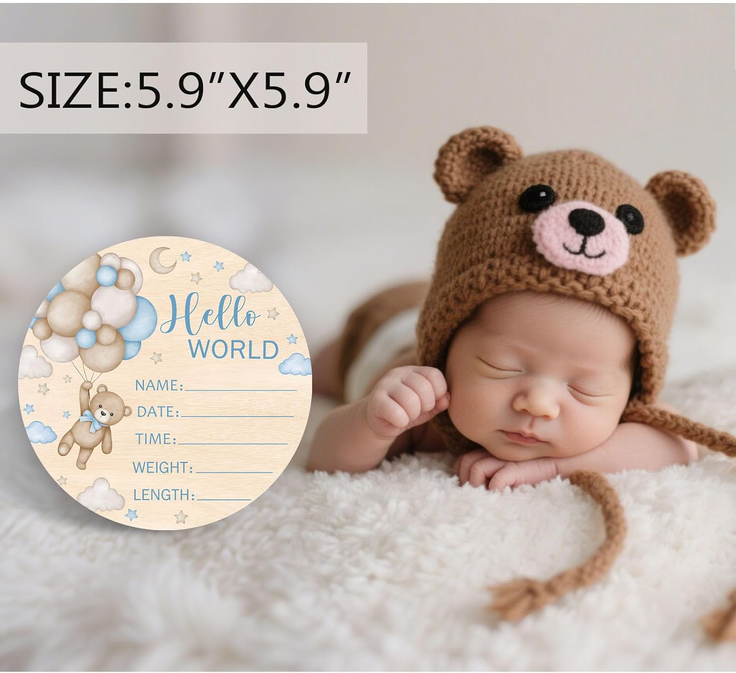 Andrain Double-Sided Wooden Birth Sign