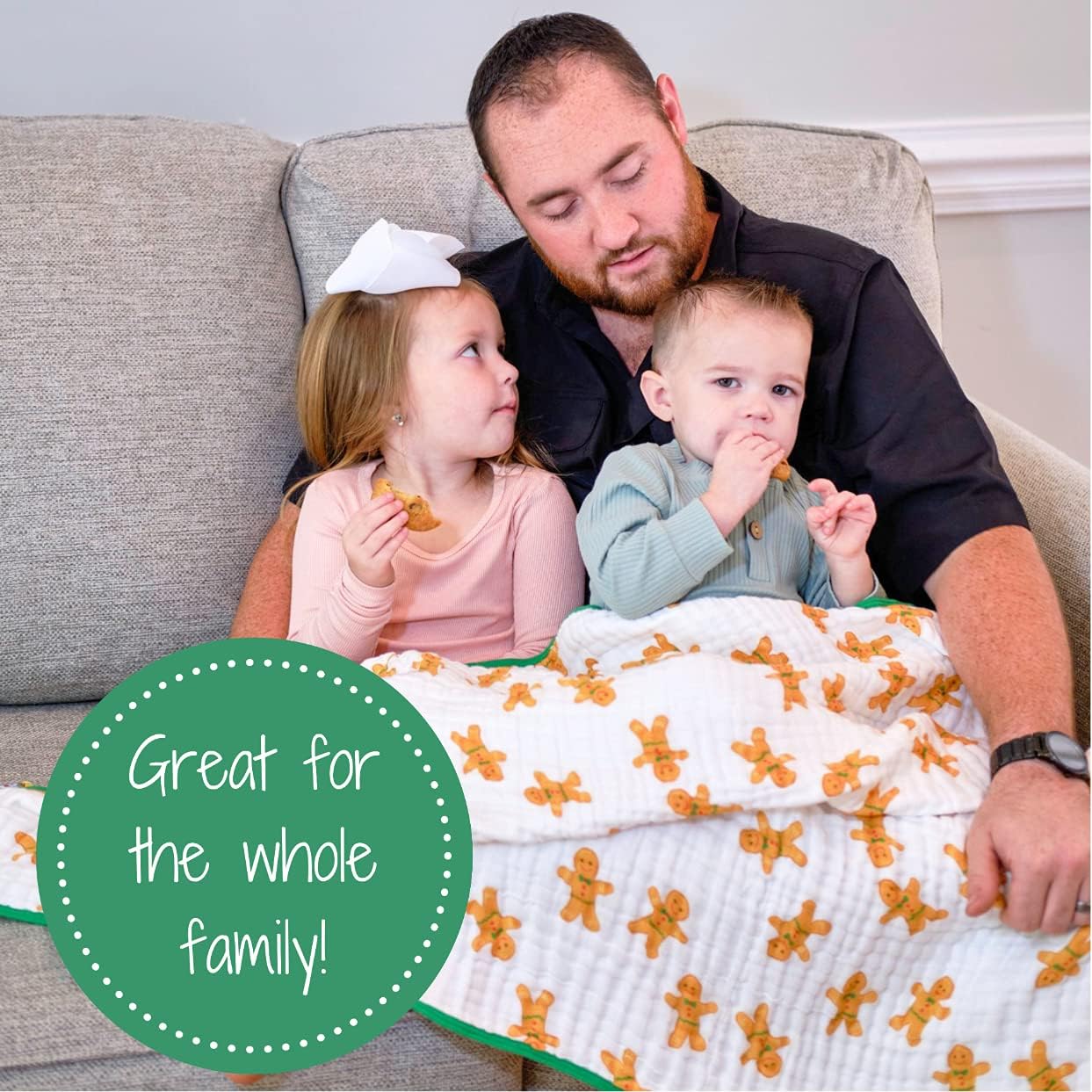 LollyBanks Muslin Blanket with Gingerbread Man Print
