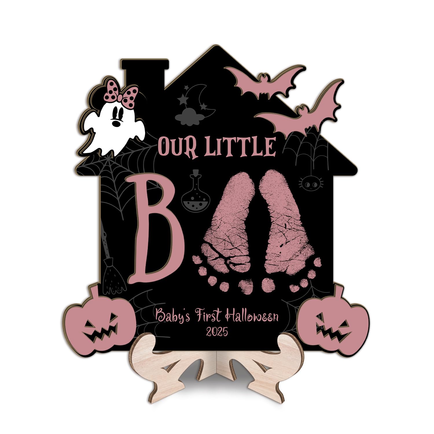 DIY Halloween Footprint Wooden Sign Baby Keepsake Decor