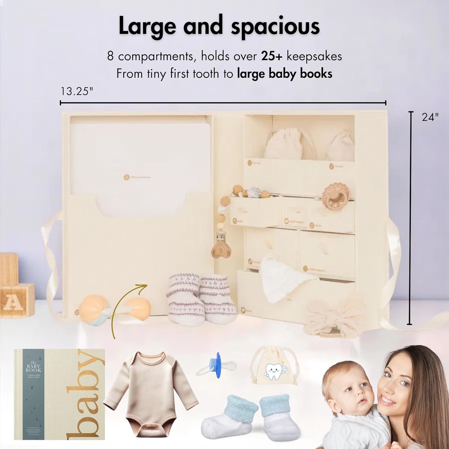 Estienne Large Light Yellow Baby Keepsake Box