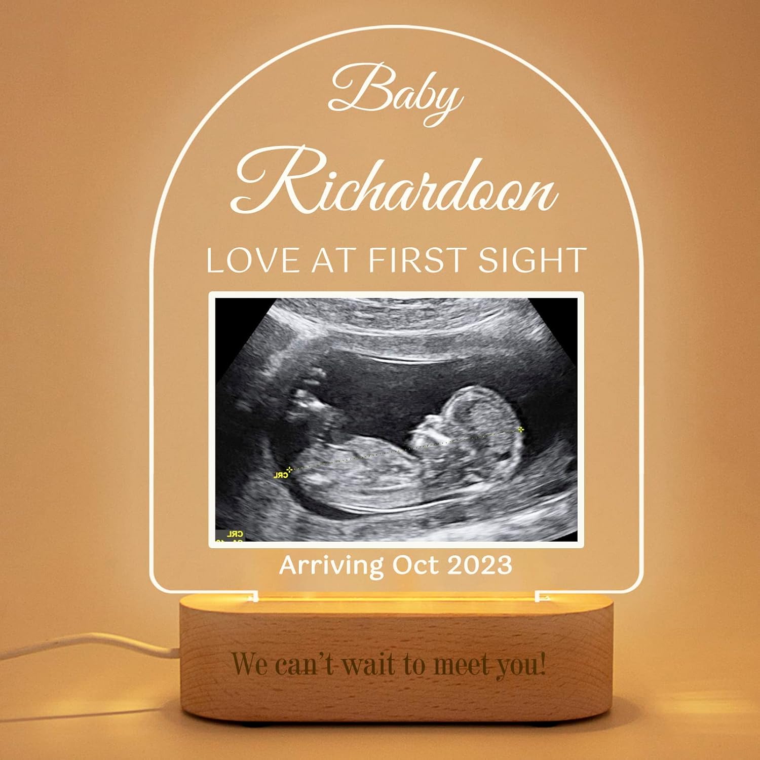 Personalized Sonogram Frame Night Light - Custom New Mom Gift