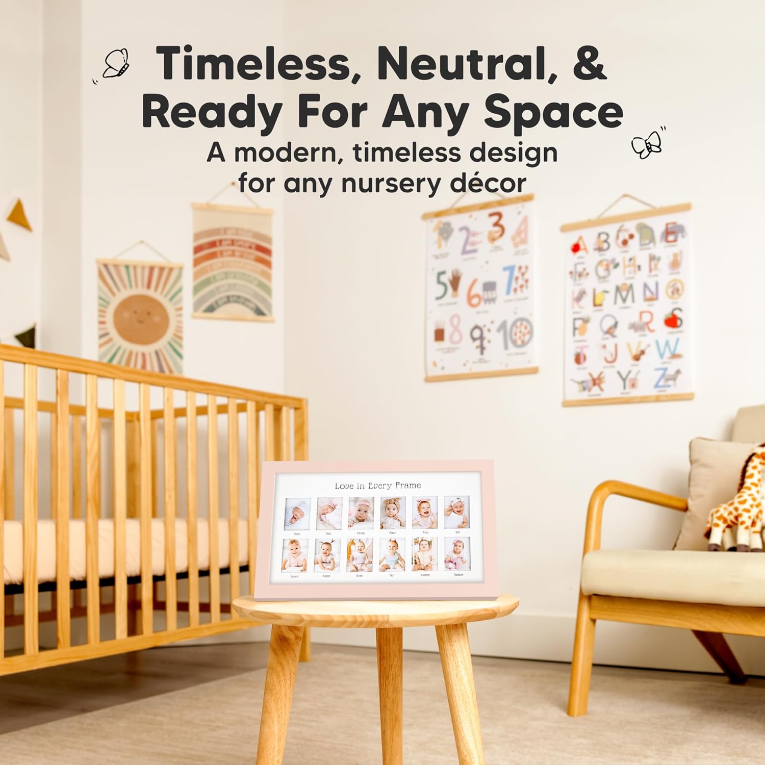 KeaBabies 12-Month Baby Photo Frame with Inkless Hand Footprint Kit