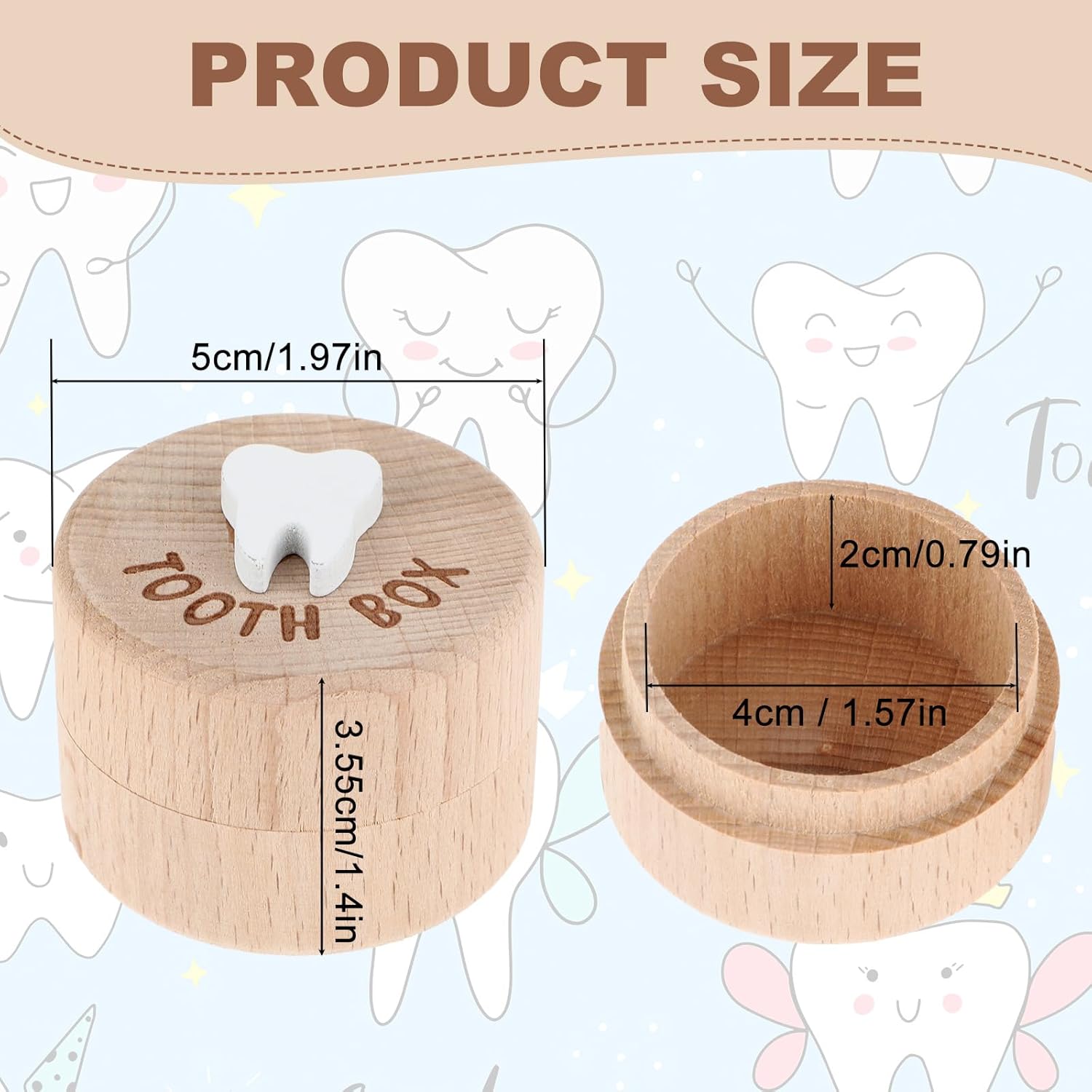 ZEYIYER 2PCS Tooth Fairy Wooden Holder Box