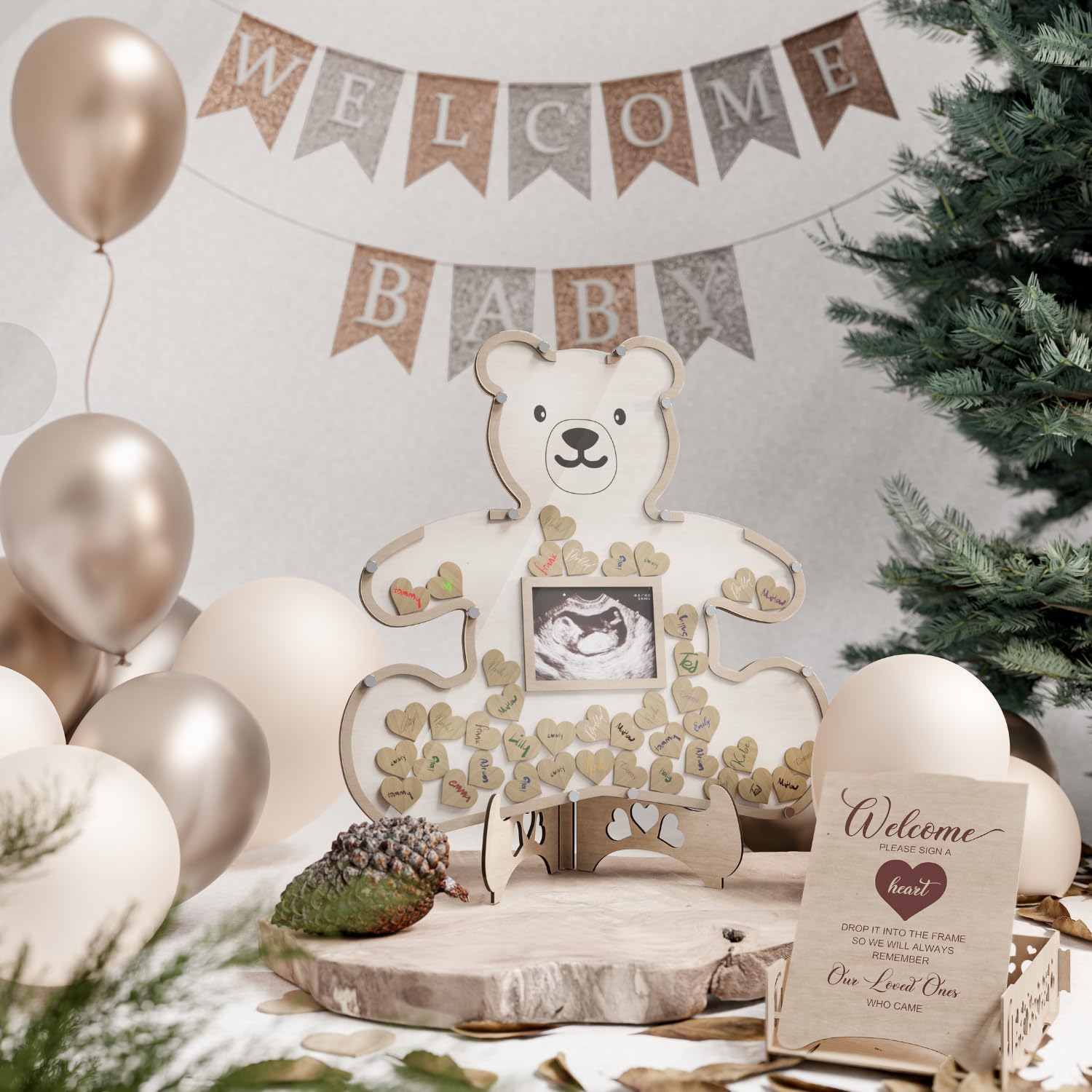 Real Bossy Baby Teddy Bear Guest Book Frame