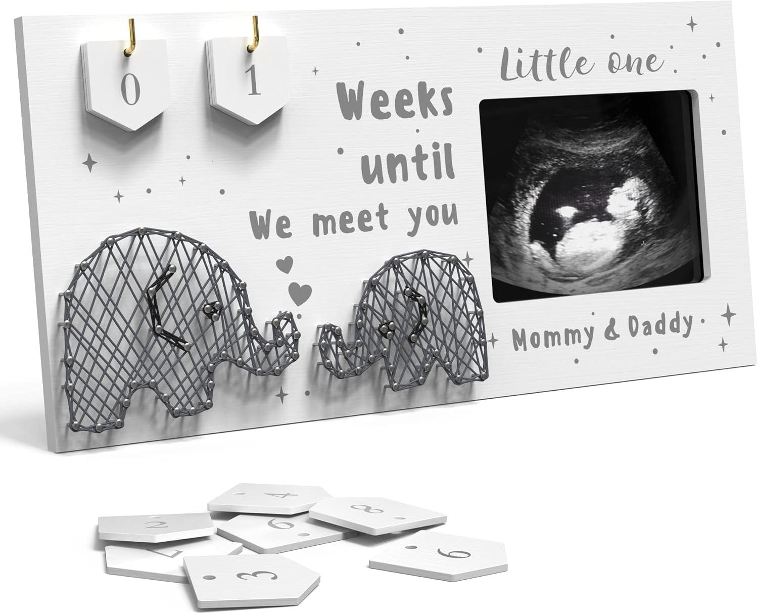 Baby Sonogram Frame with Countdown - Farmhouse Style Keepsake