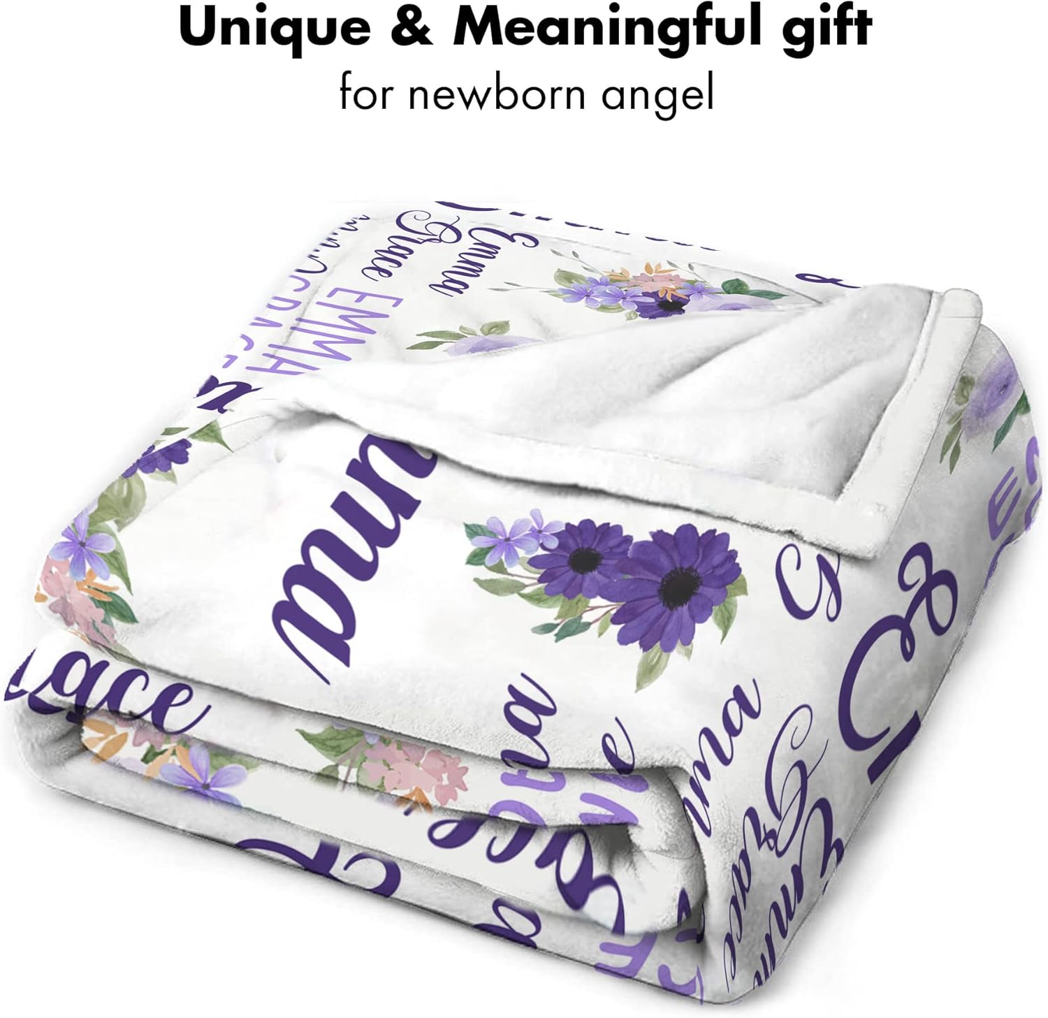 VibeCustom Purple Themed Monogram Baby Blanket