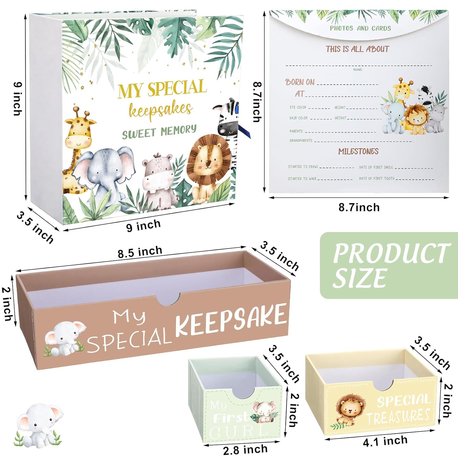 Beeveer Baby Keepsake Box with 9 Labeled Compartments 1